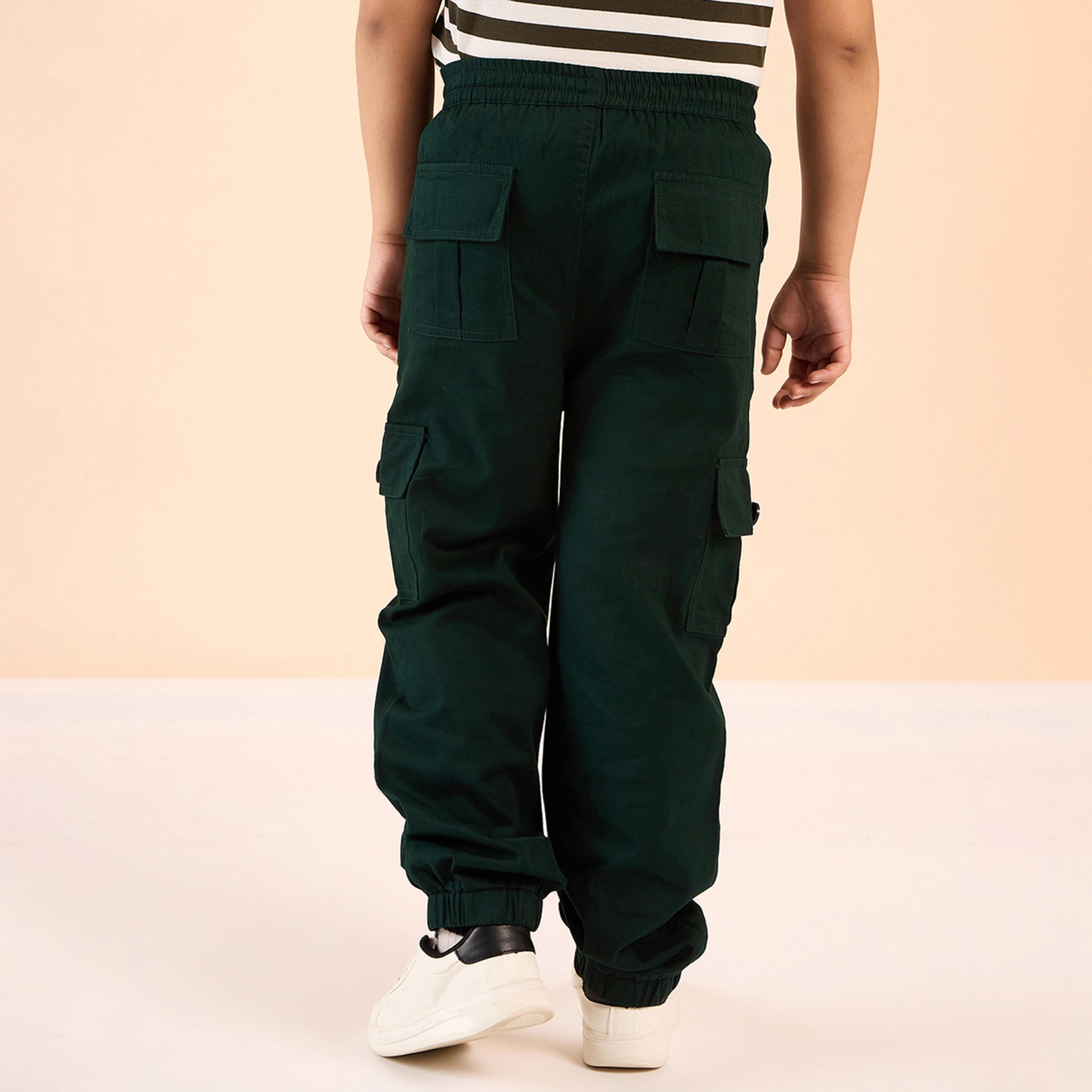 Stylo Bug X Styli Boys Ankle Length Solid Cargo Pants - Green-boys-clothing-bottoms-trousers-image-5