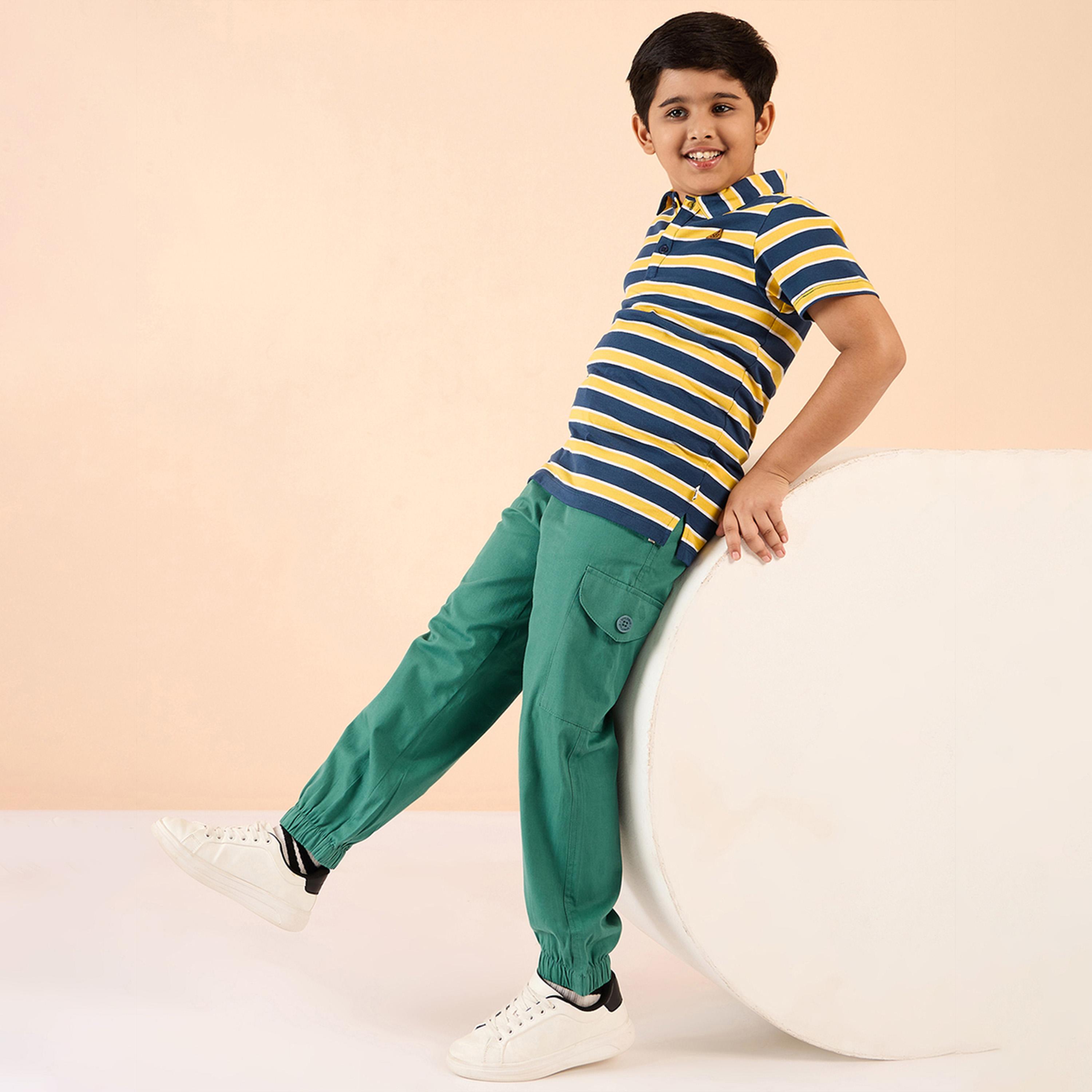 ستايلو باغ × ستايلي - بنطال كارجو سادة بطول الكاحل للأولاد - أخضر-boys-clothing-bottoms-trousers-image-6
