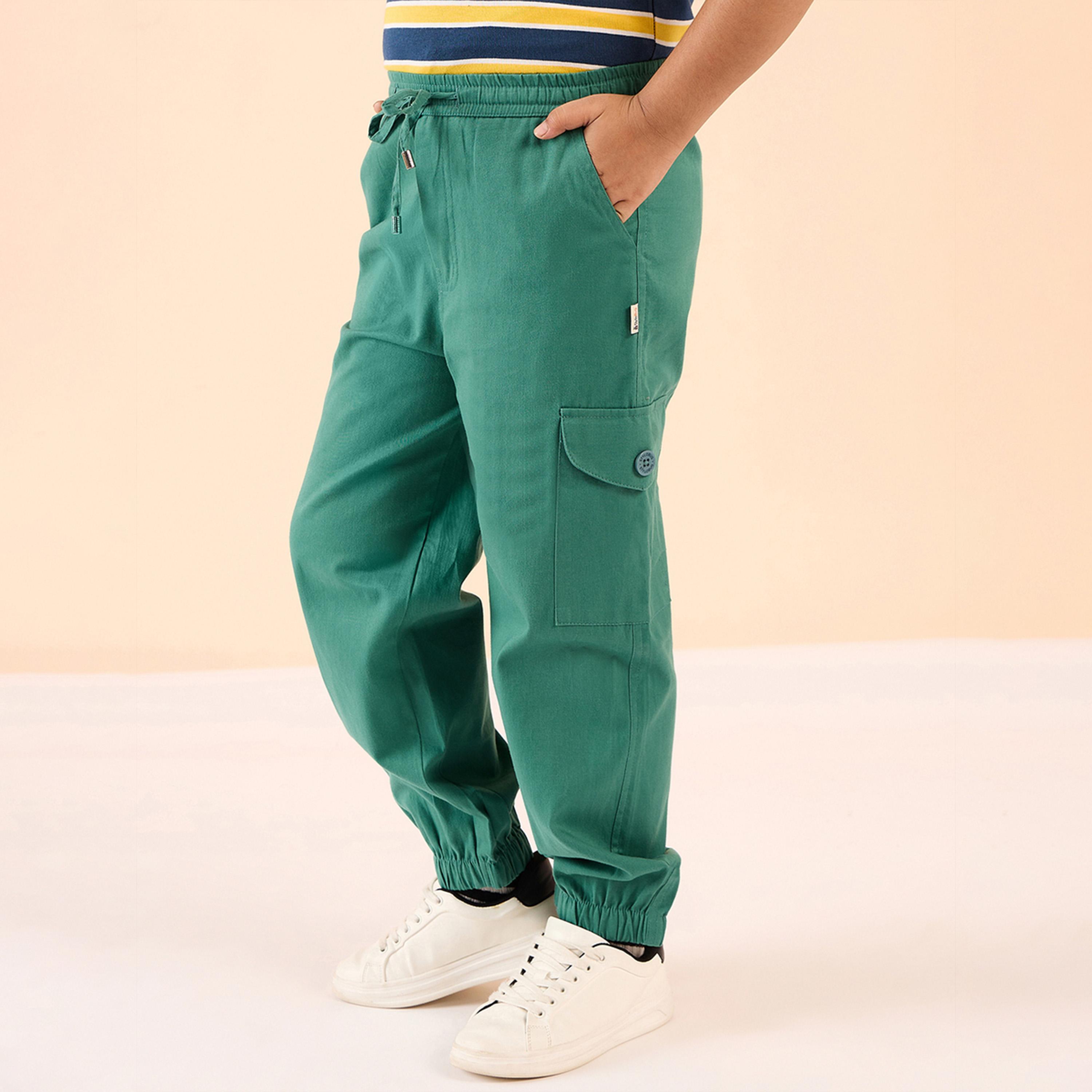 ستايلو باغ × ستايلي - بنطال كارجو سادة بطول الكاحل للأولاد - أخضر-boys-clothing-bottoms-trousers-image-4