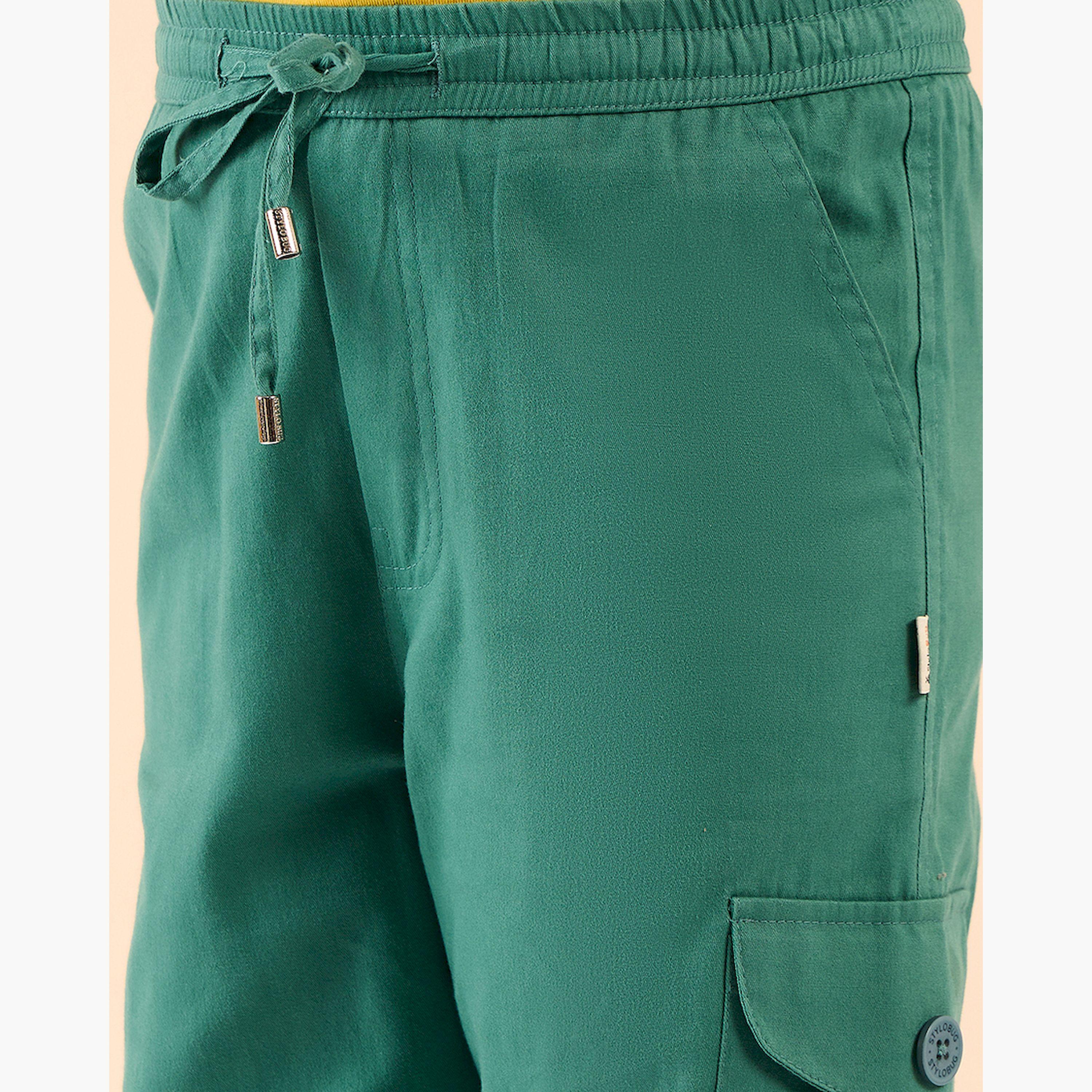 ستايلو باغ × ستايلي - بنطال كارجو سادة بطول الكاحل للأولاد - أخضر-boys-clothing-bottoms-trousers-image-1
