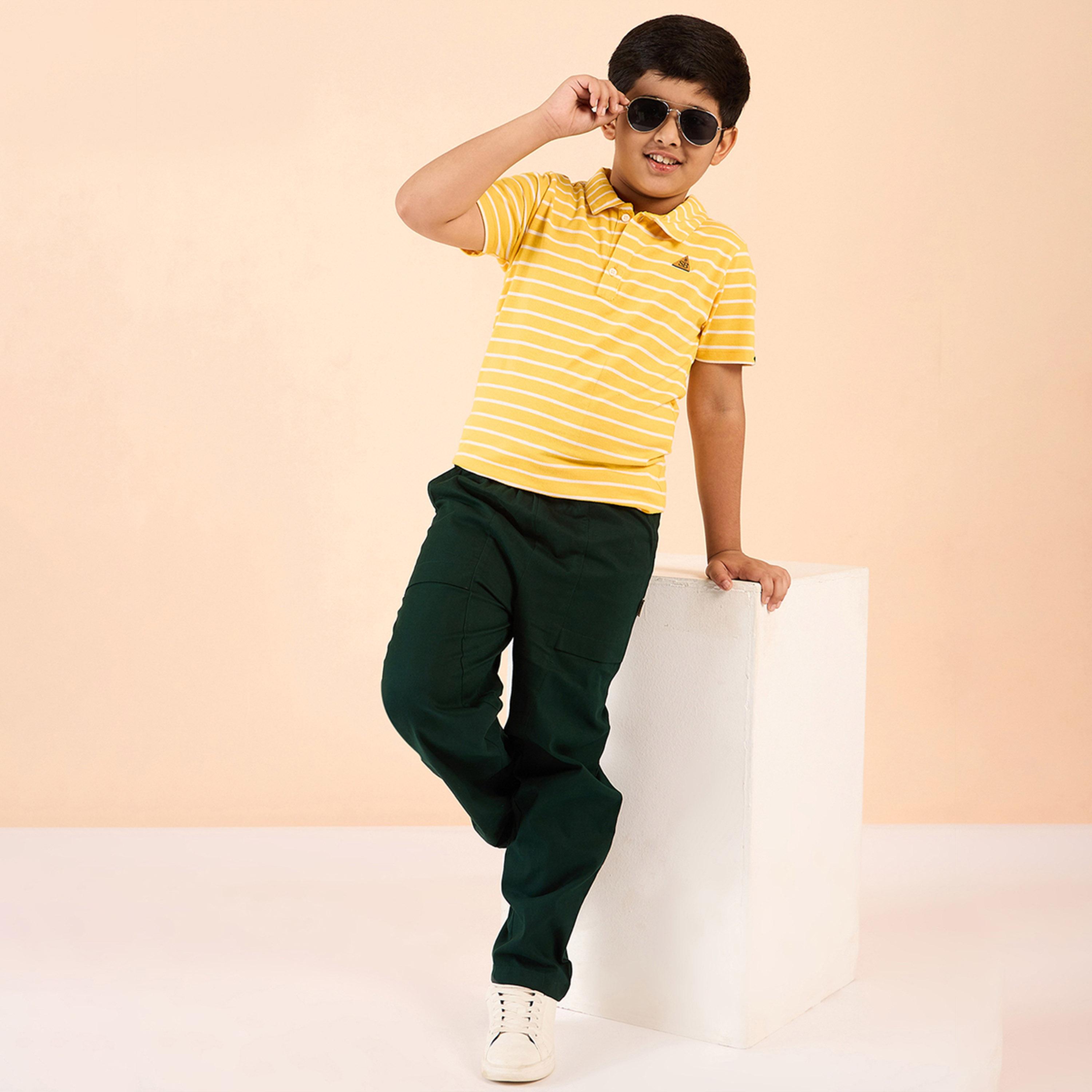 Stylo Bug X Styli Boys Ankle Length Solid Cargo Pants - Green-boys-clothing-bottoms-trousers-image-1