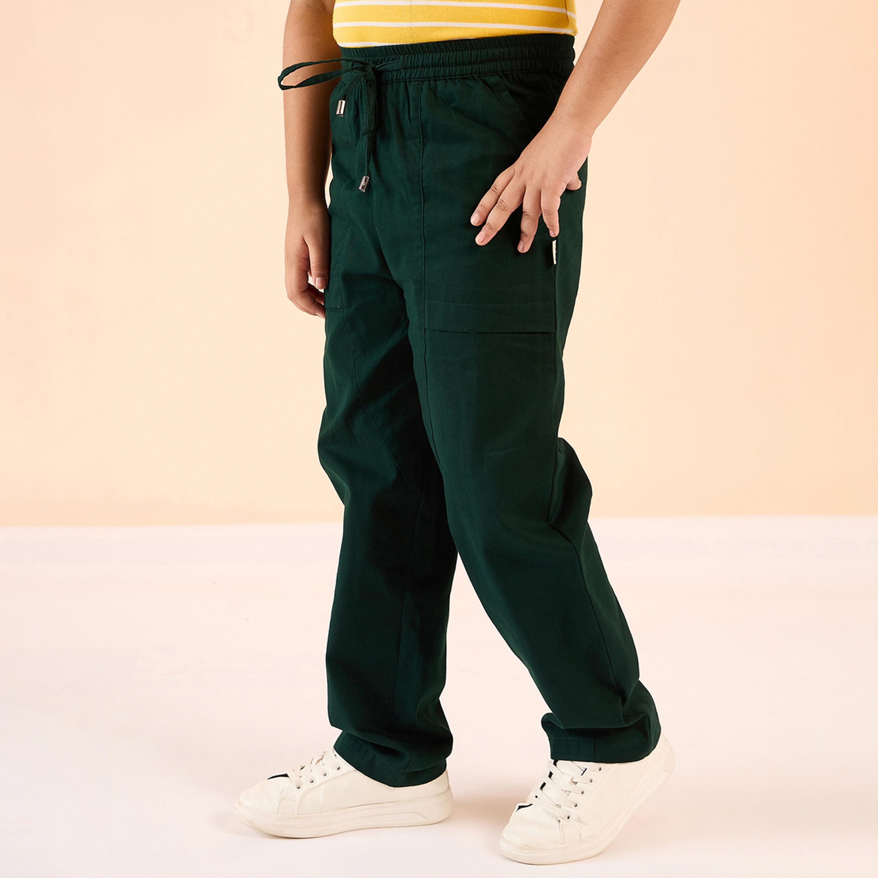 Stylo Bug X Styli Boys Ankle Length Solid Cargo Pants - Green-boys-clothing-bottoms-trousers-image-3