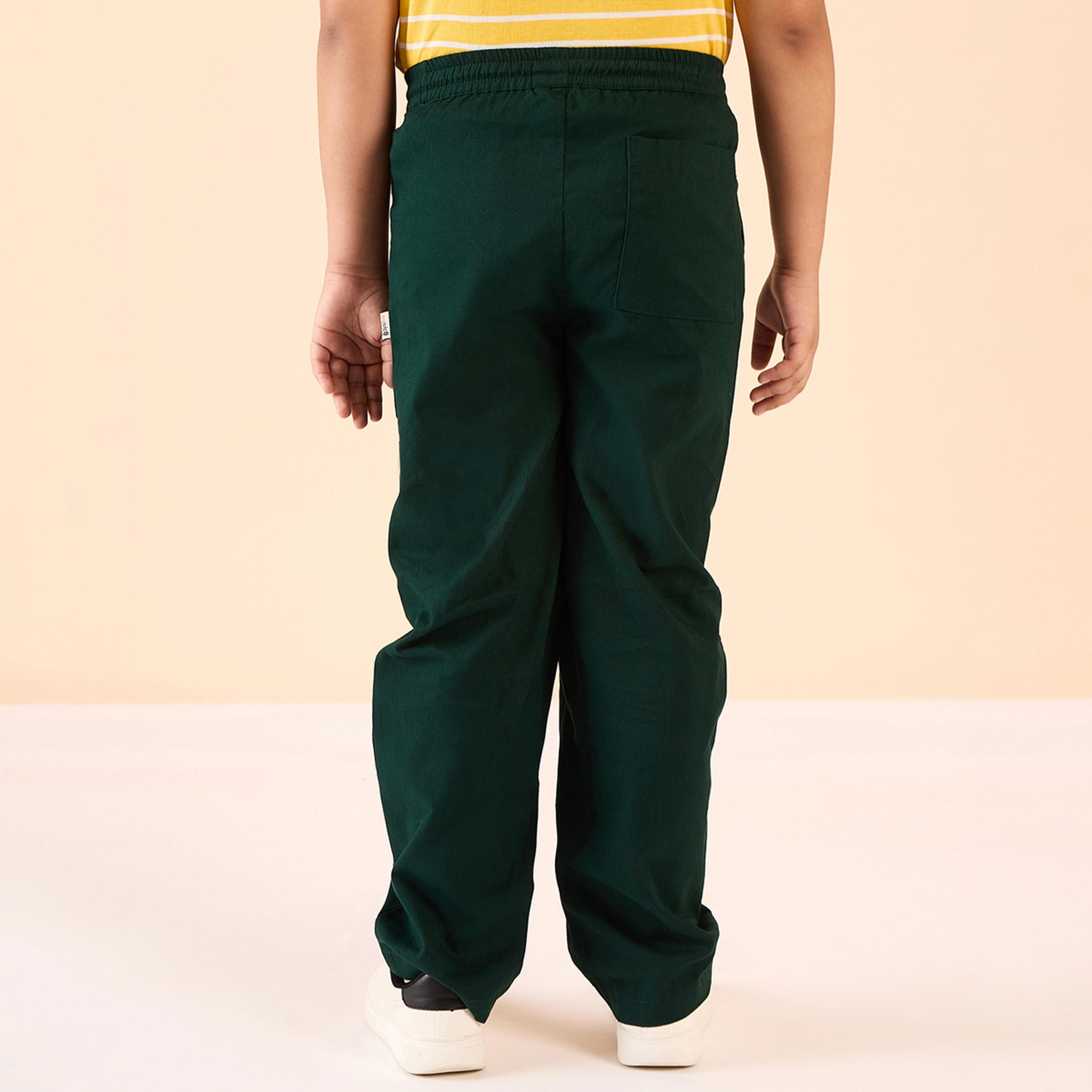 Stylo Bug X Styli Boys Ankle Length Solid Cargo Pants - Green-boys-clothing-bottoms-trousers-image-5