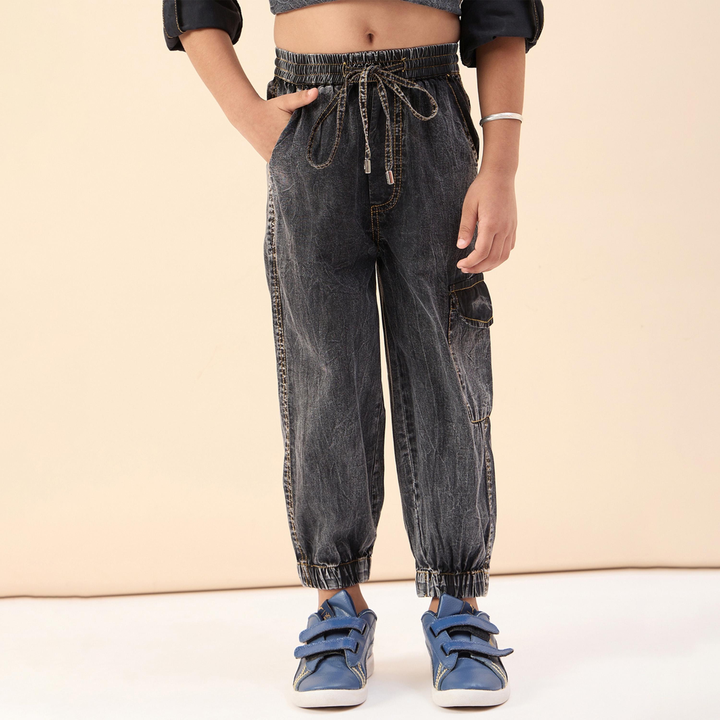 ستايلو باغ × ستايلي - بنطال كارجو سادة بطول الكاحل للأولاد - أسود-boys-clothing-bottoms-trousers-image-1