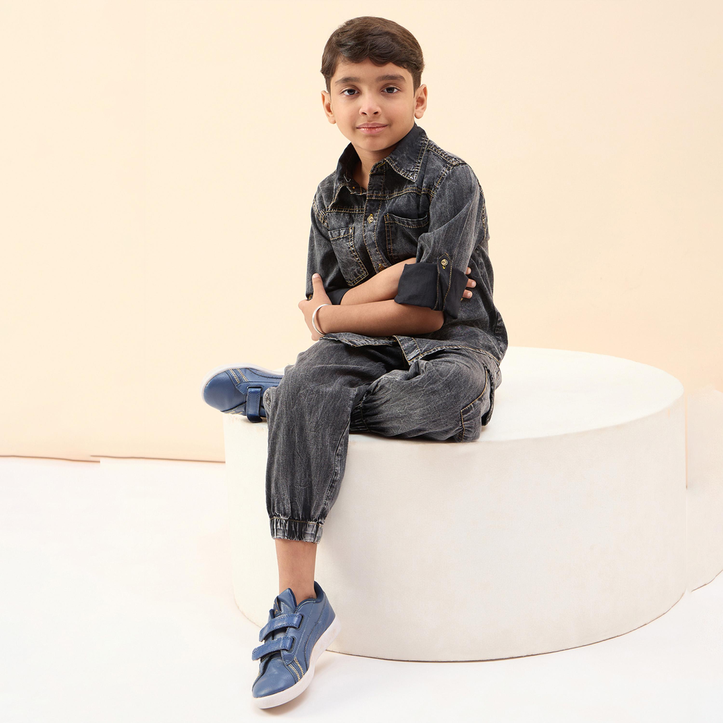 ستايلو باغ × ستايلي - بنطال كارجو سادة بطول الكاحل للأولاد - أسود-boys-clothing-bottoms-trousers-image-2