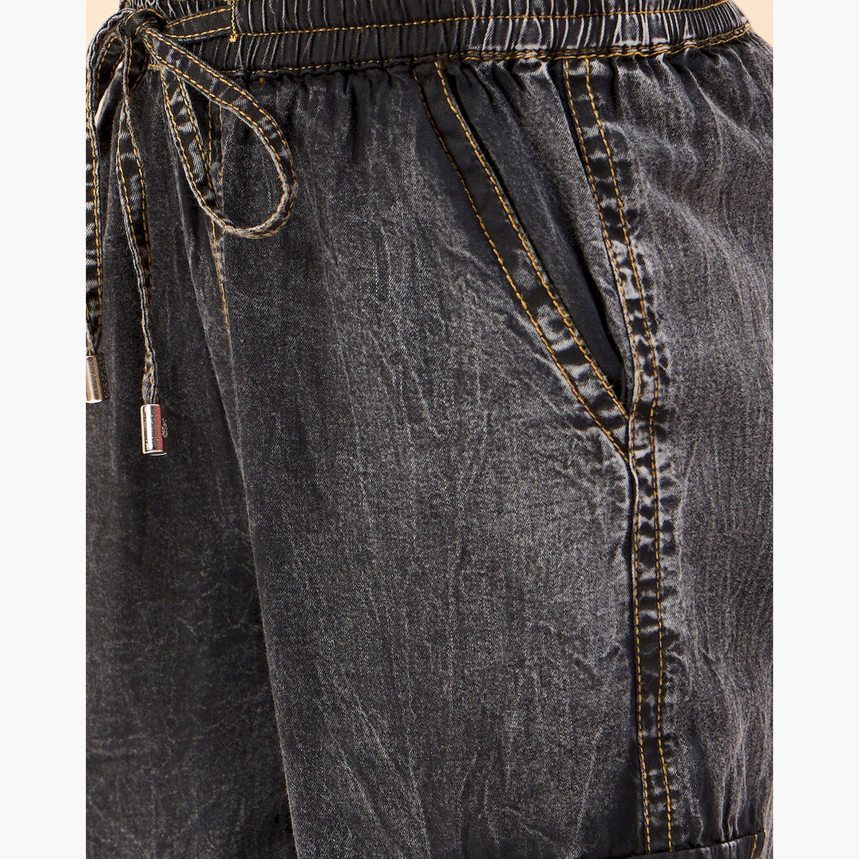Stylo Bug X Styli Boys Ankle Length Solid Cargo Pants - Black-boys-clothing-bottoms-trousers-image-5