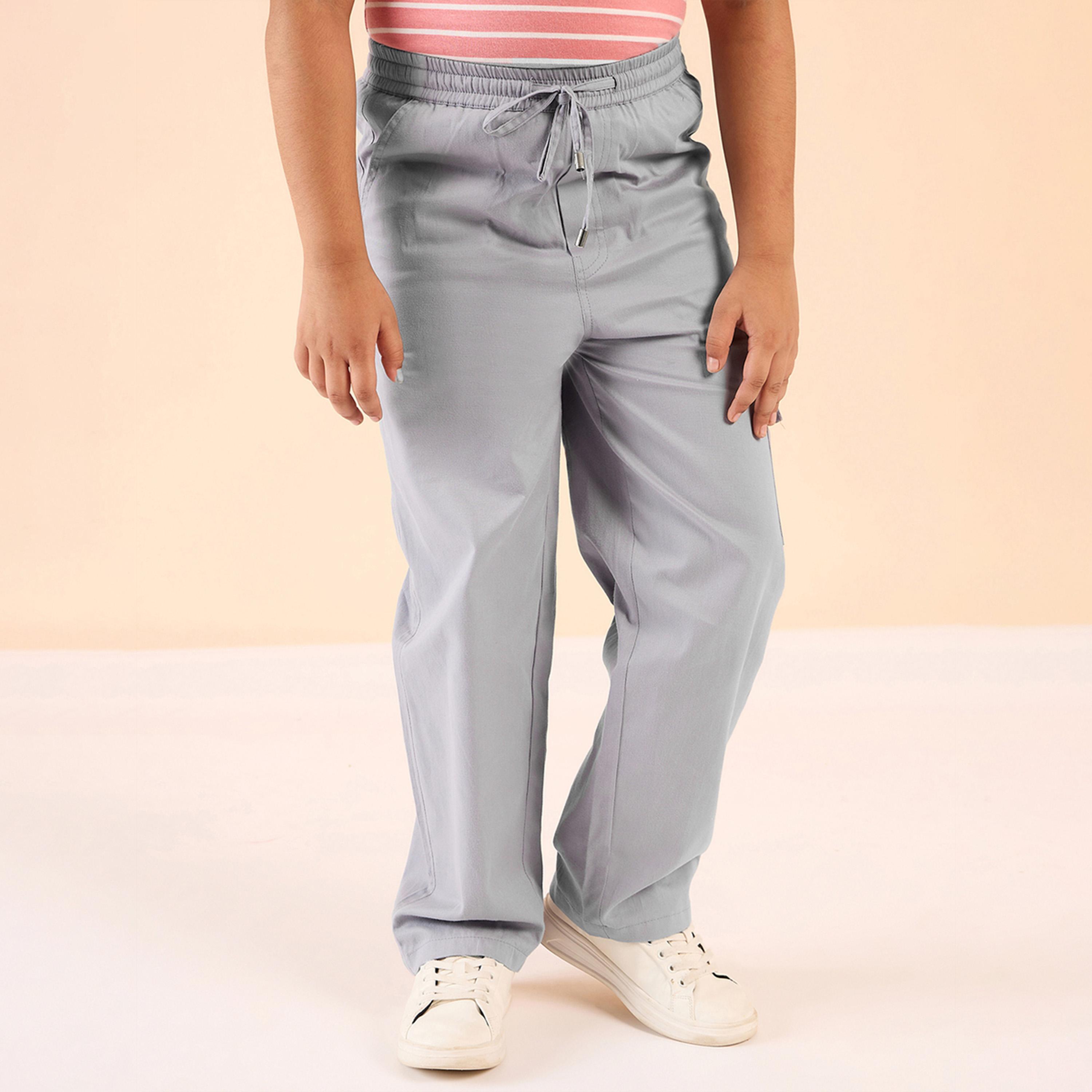 Stylo Bug X Styli Boys Ankle Length Solid Cargo Pants - Grey-boys-clothing-bottoms-trousers-image-3