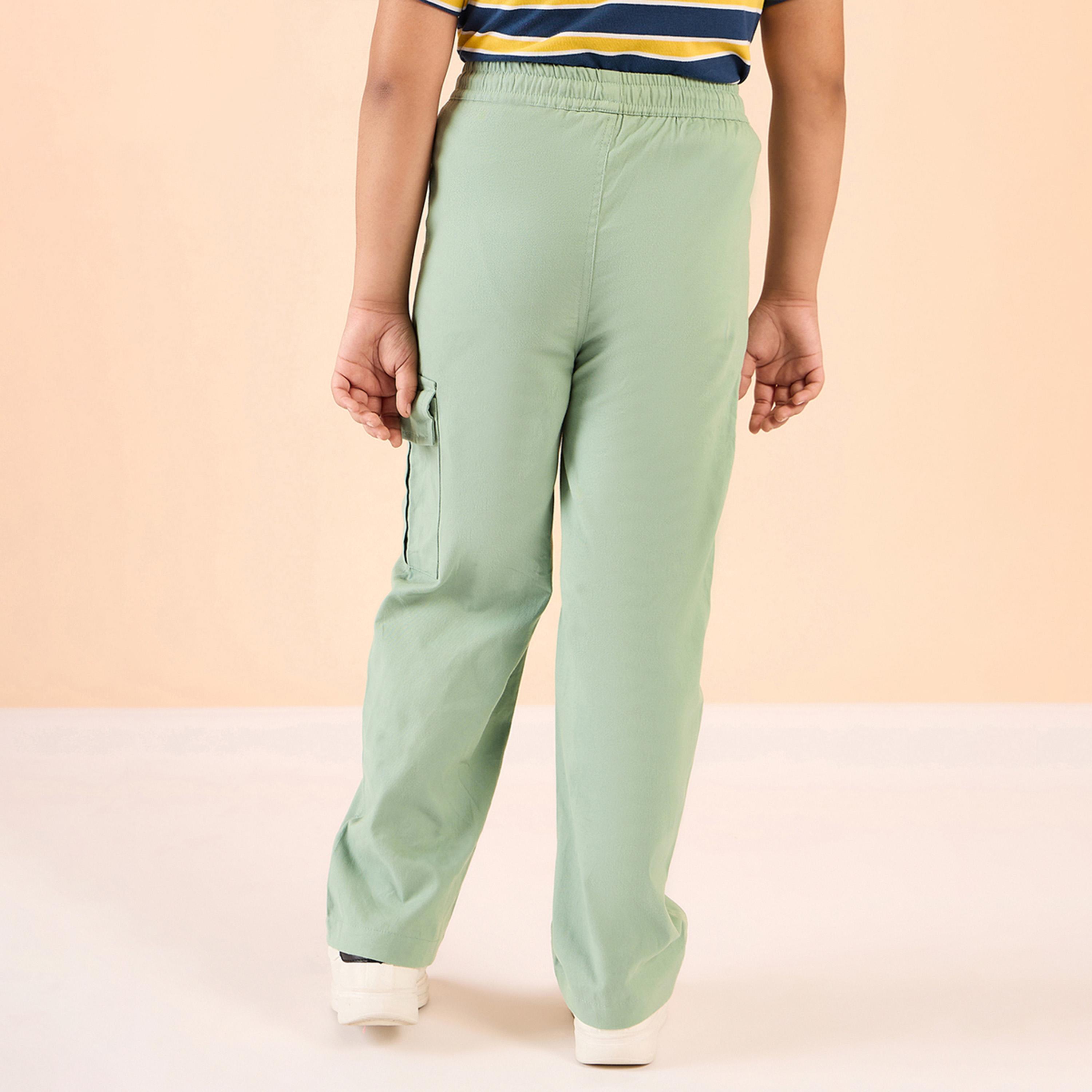 Stylo Bug X Styli Boys Ankle Length Solid Cargo Pants - Green-boys-clothing-bottoms-trousers-image-5