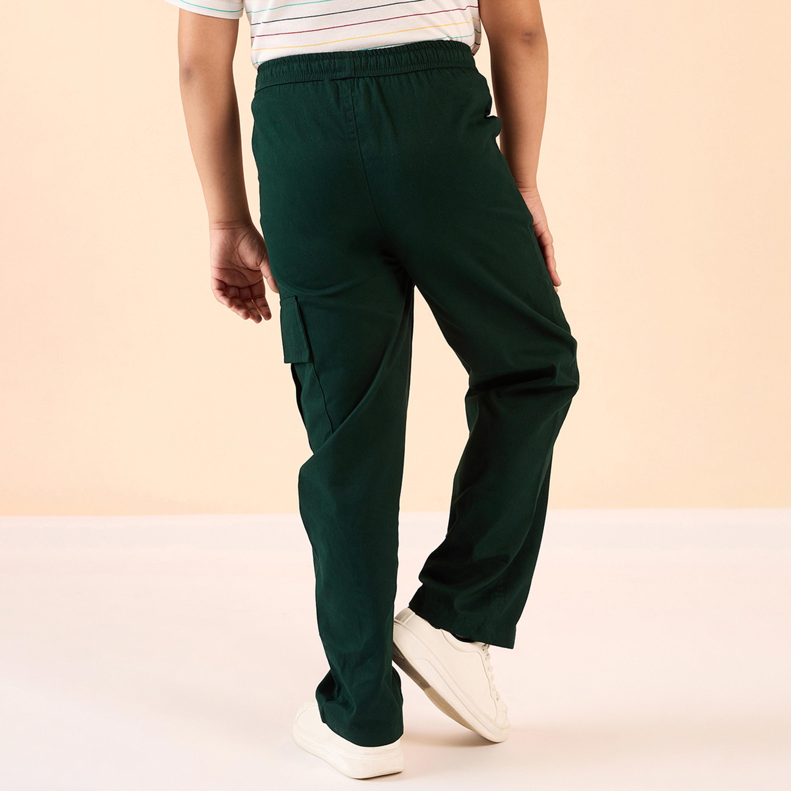 Stylo Bug X Styli Boys Ankle Length Solid Cargo Pants - Green-boys-clothing-bottoms-trousers-image-2