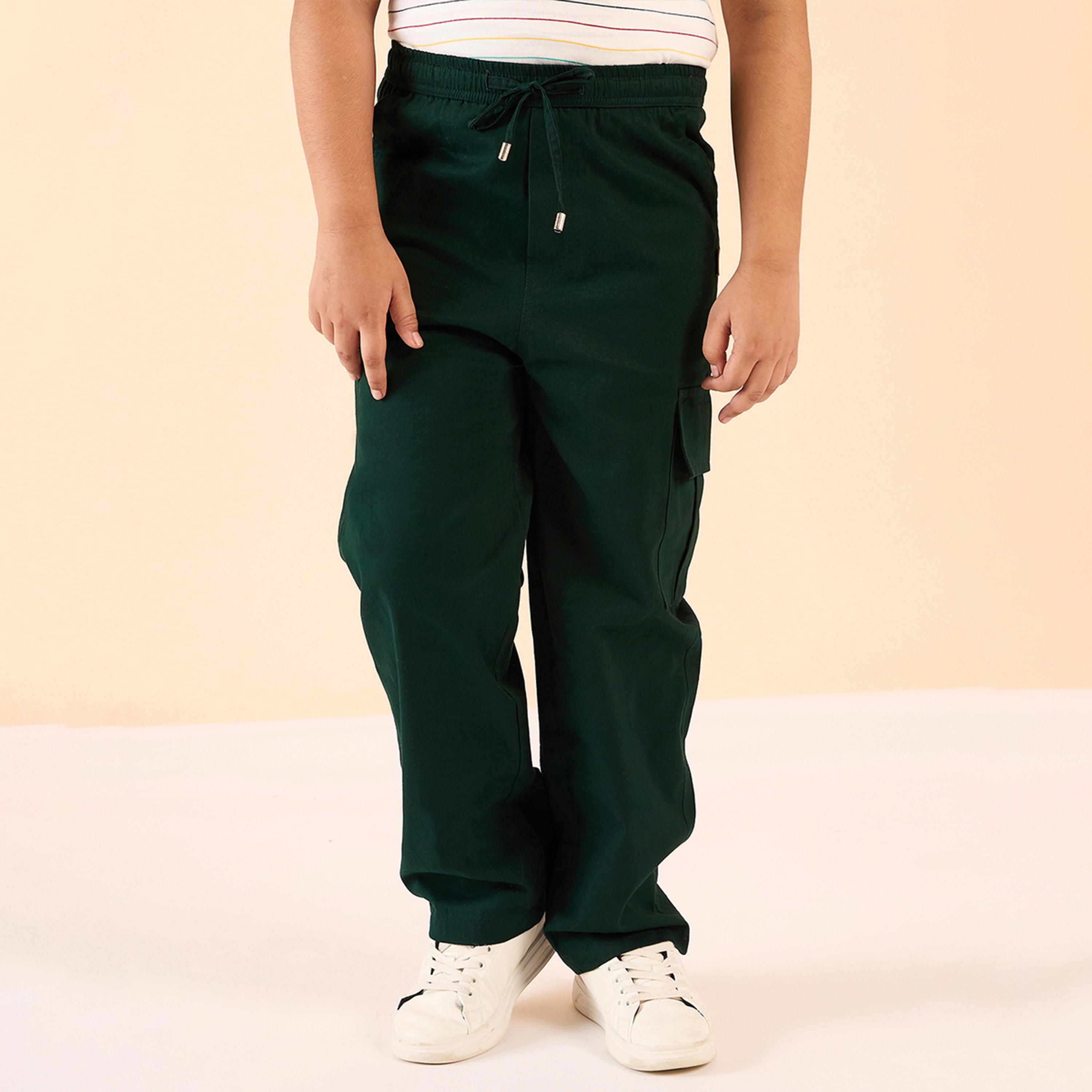 Stylo Bug X Styli Boys Ankle Length Solid Cargo Pants - Green-boys-clothing-bottoms-trousers-image-3