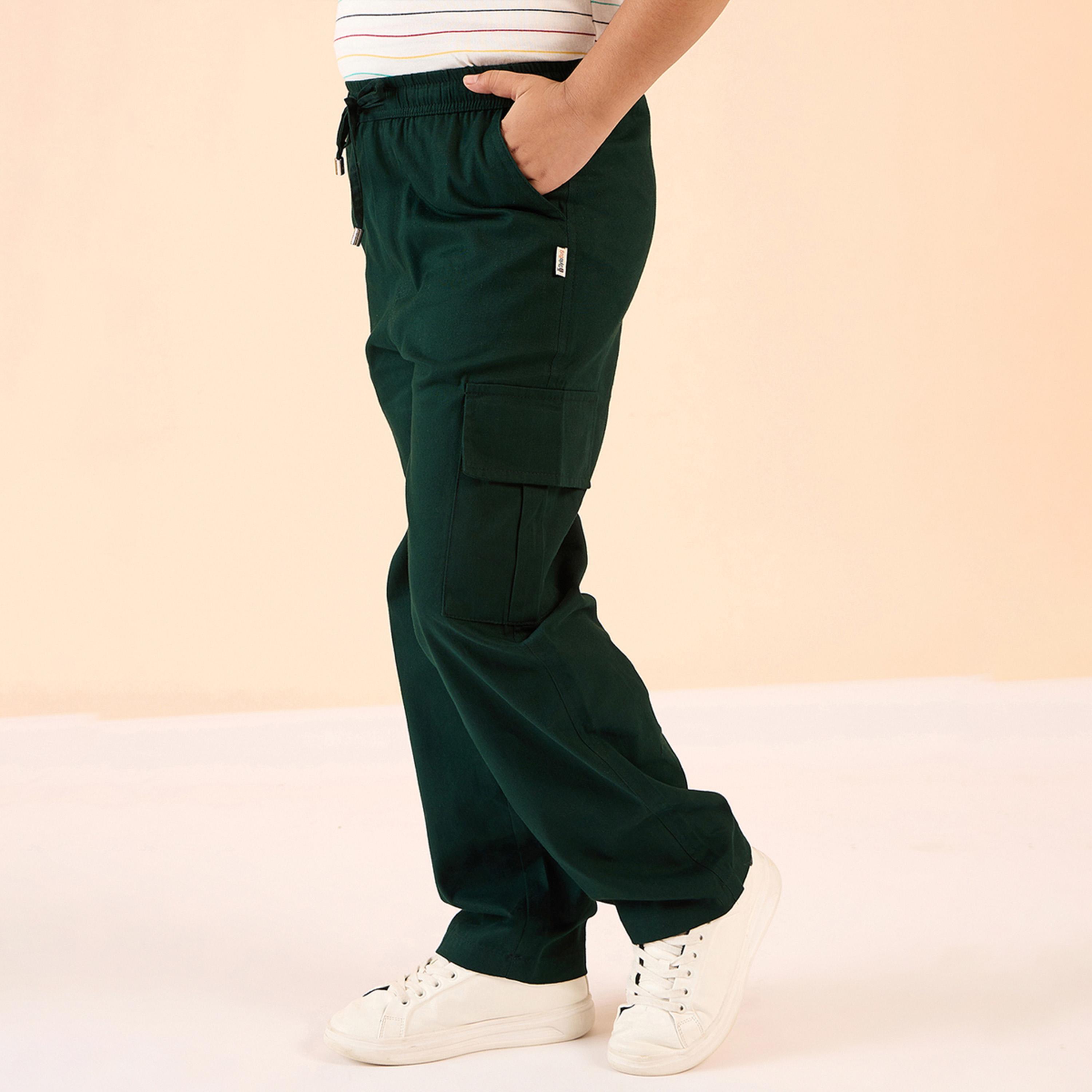 Stylo Bug X Styli Boys Ankle Length Solid Cargo Pants - Green-boys-clothing-bottoms-trousers-image-4