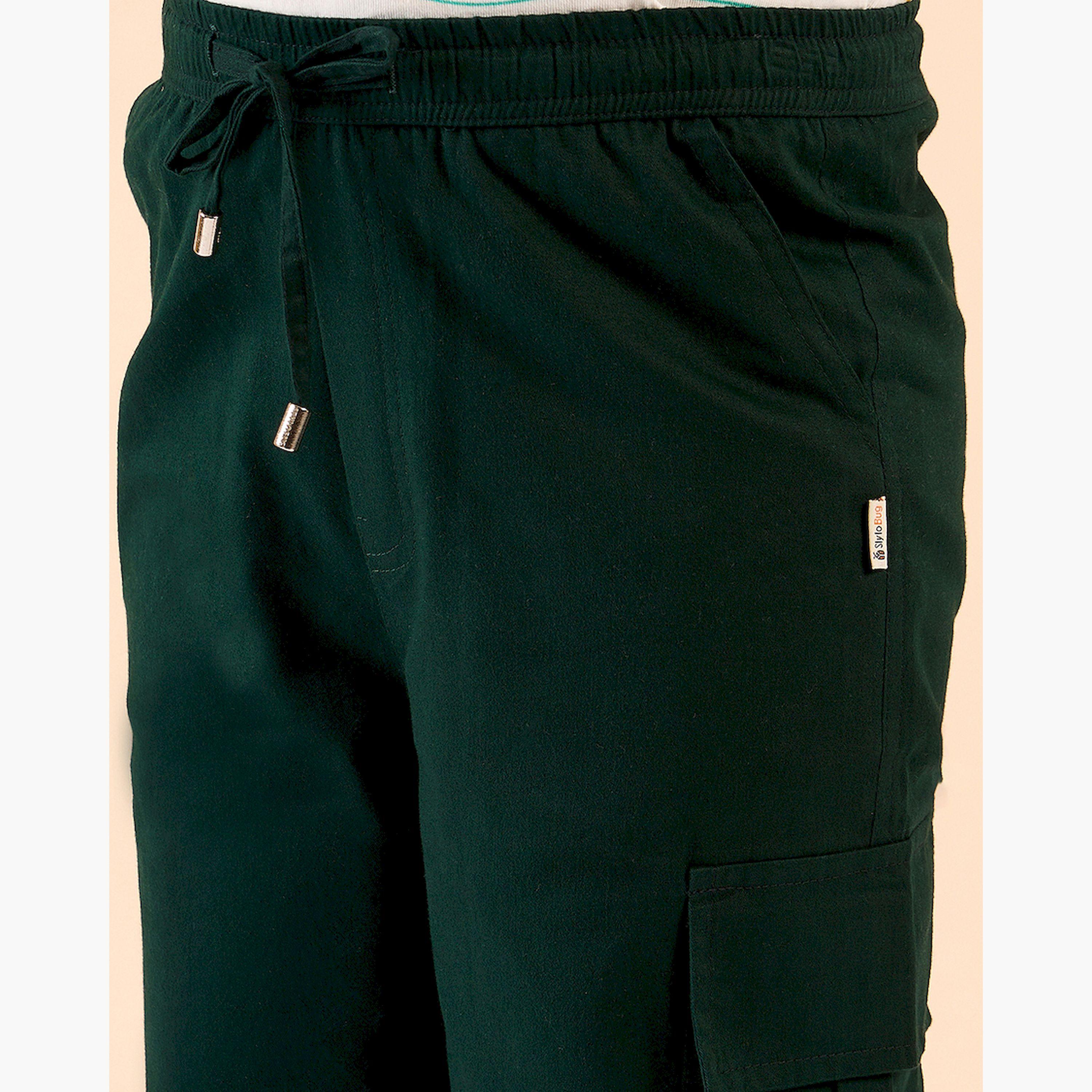 Stylo Bug X Styli Boys Ankle Length Solid Cargo Pants - Green-boys-clothing-bottoms-trousers-image-6