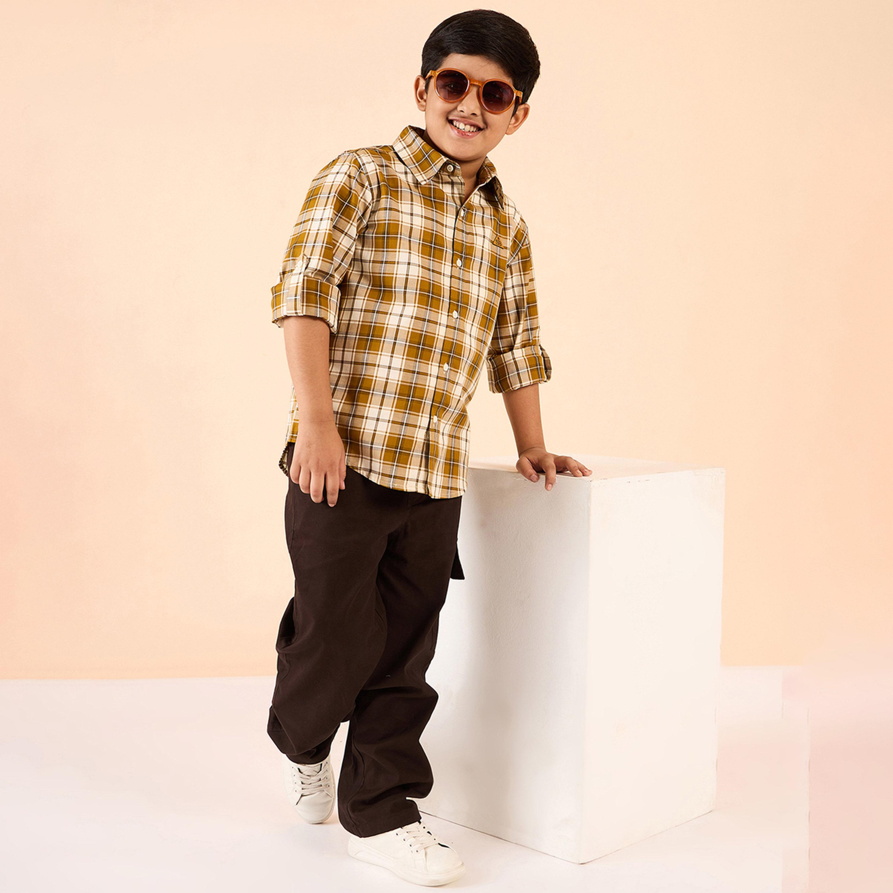 ستايلو باغ × ستايلي - بنطال كارجو سادة بطول الكاحل للأولاد - بني فاتح-boys-clothing-bottoms-trousers-image-6