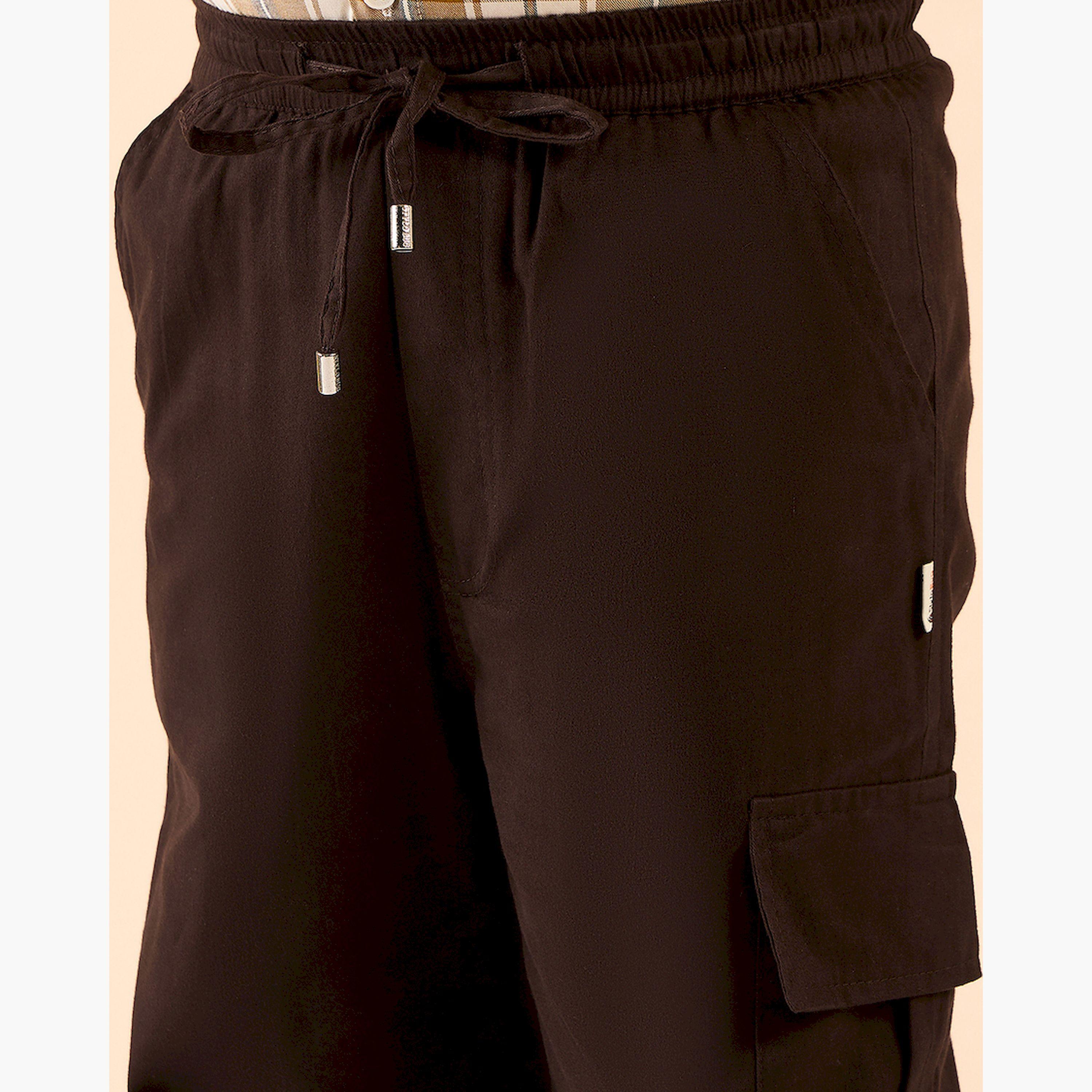 Stylo Bug X Styli Boys Ankle Length Solid Cargo Pants - Coffee Brown-boys-clothing-bottoms-trousers-image-6