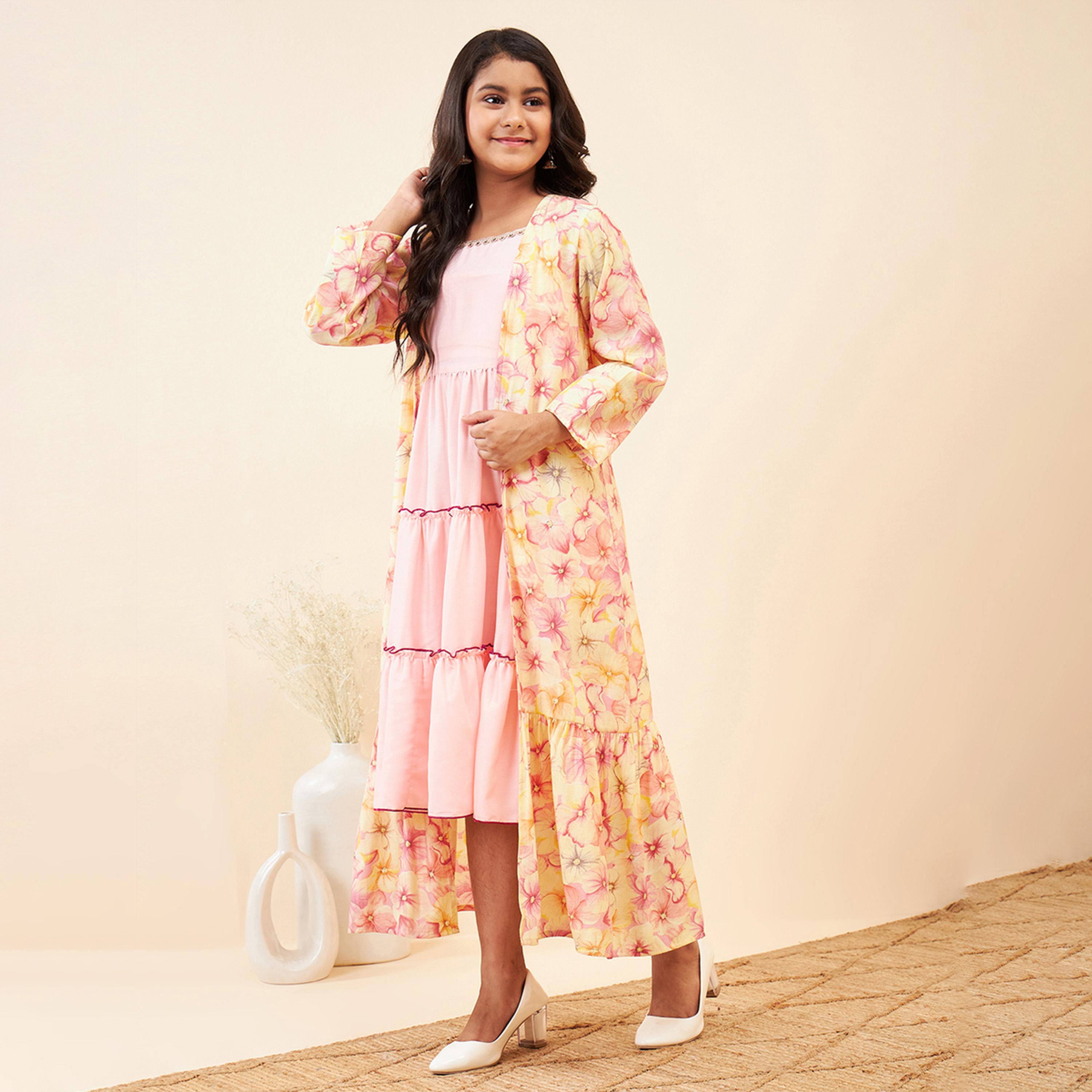 Stylo Bug X Styli Girls Mid Thigh Solid Dress - Pink-girls-clothing-dressesandjumpsuits-image-3