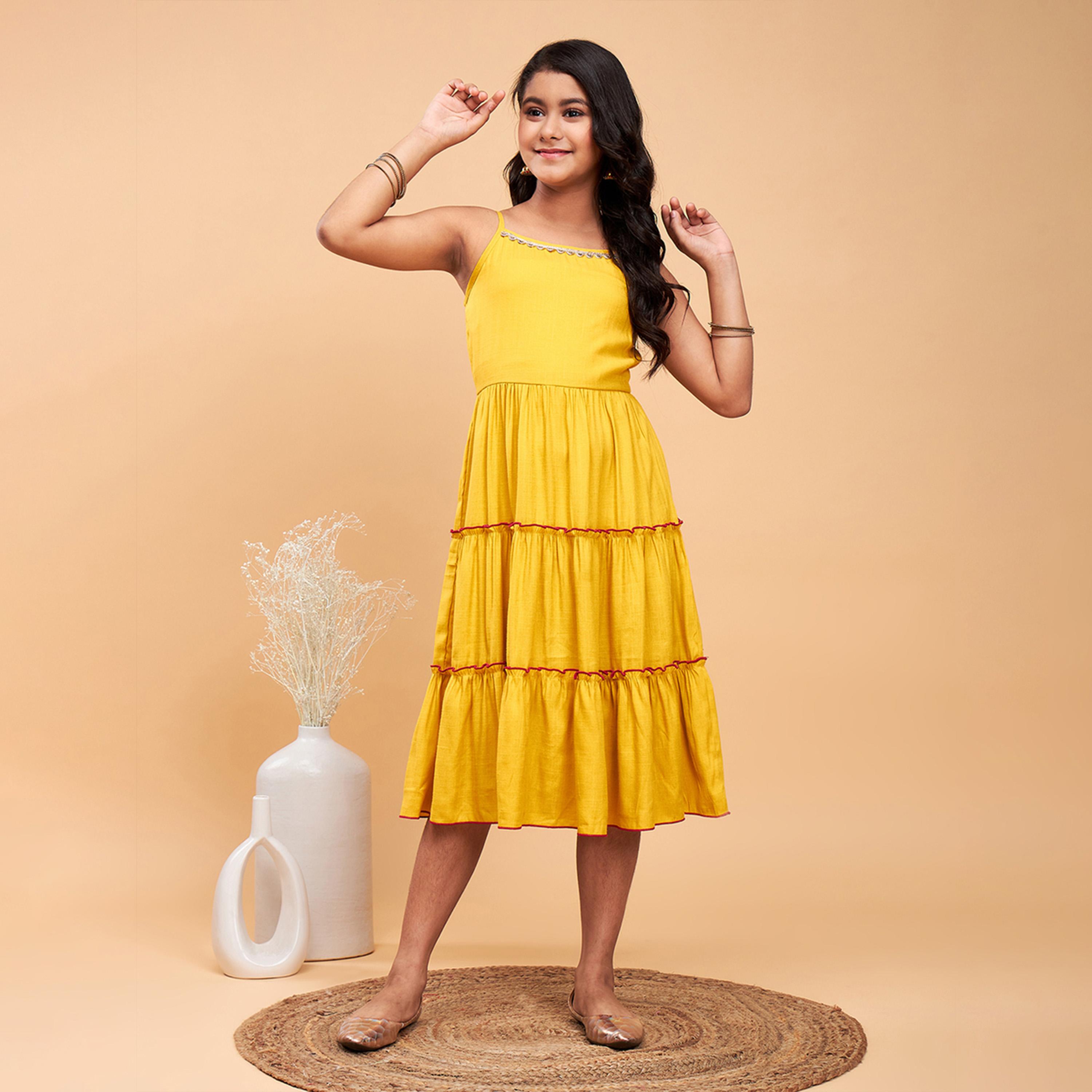 ستايلو باغ × ستايلي - فستان بناتي مطبوع بطول الكاحل - أحمر-girls-clothing-dressesandjumpsuits-image-6