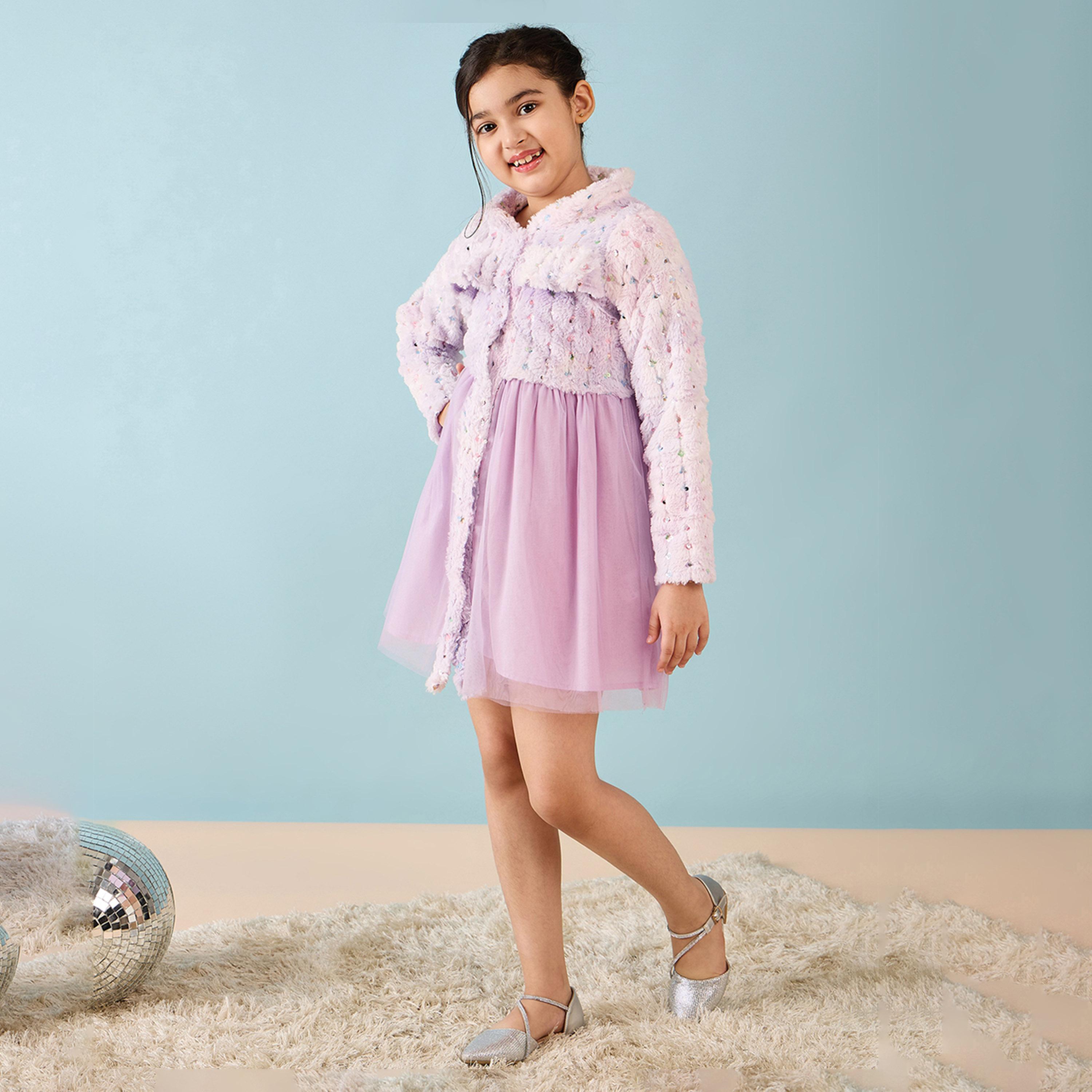 ستايلو باغ × ستايلي - فستان مطرز بطول الركبة للبنات - أرجواني-girls-clothing-dressesandjumpsuits-image-2