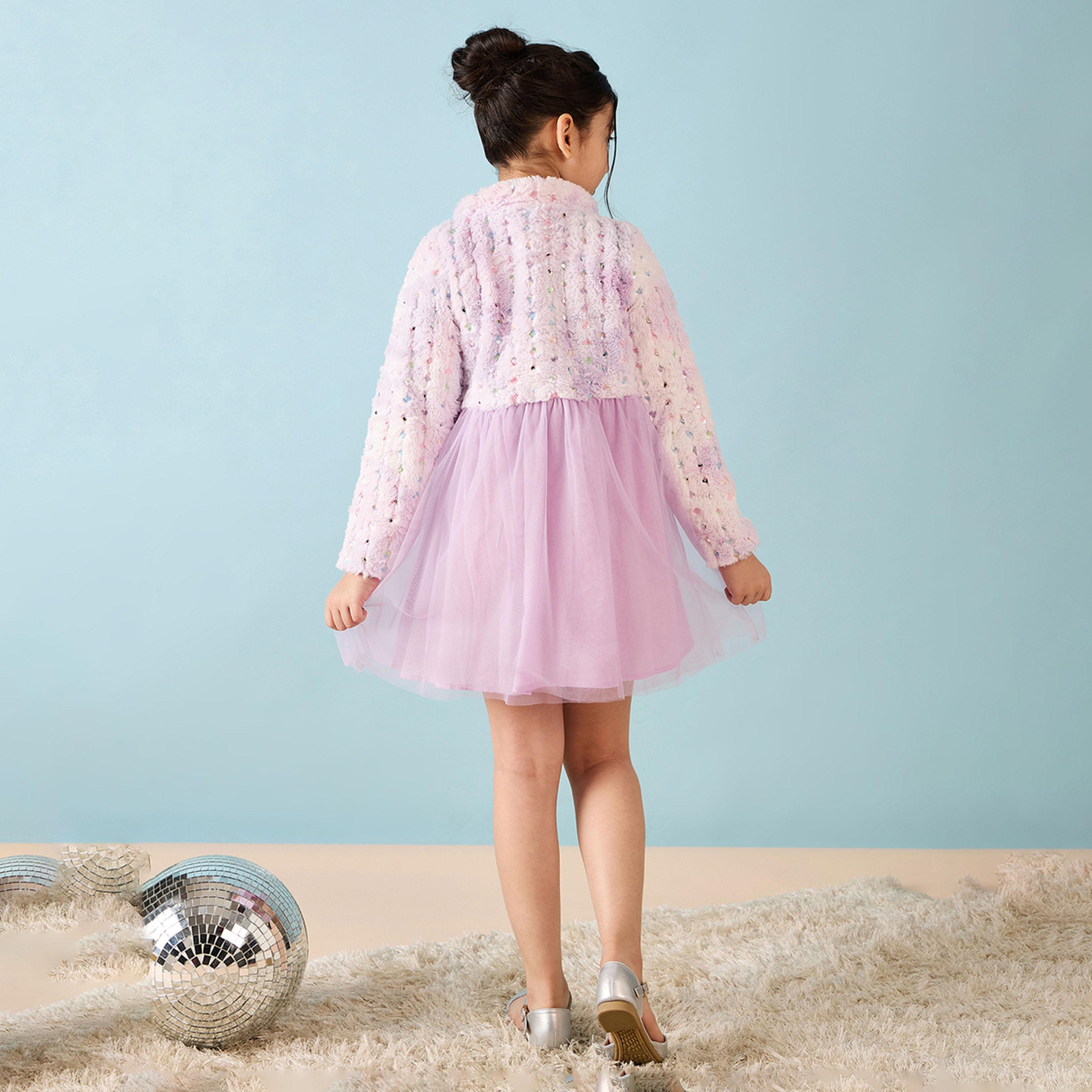 ستايلو باغ × ستايلي - فستان مطرز بطول الركبة للبنات - أرجواني-girls-clothing-dressesandjumpsuits-image-4