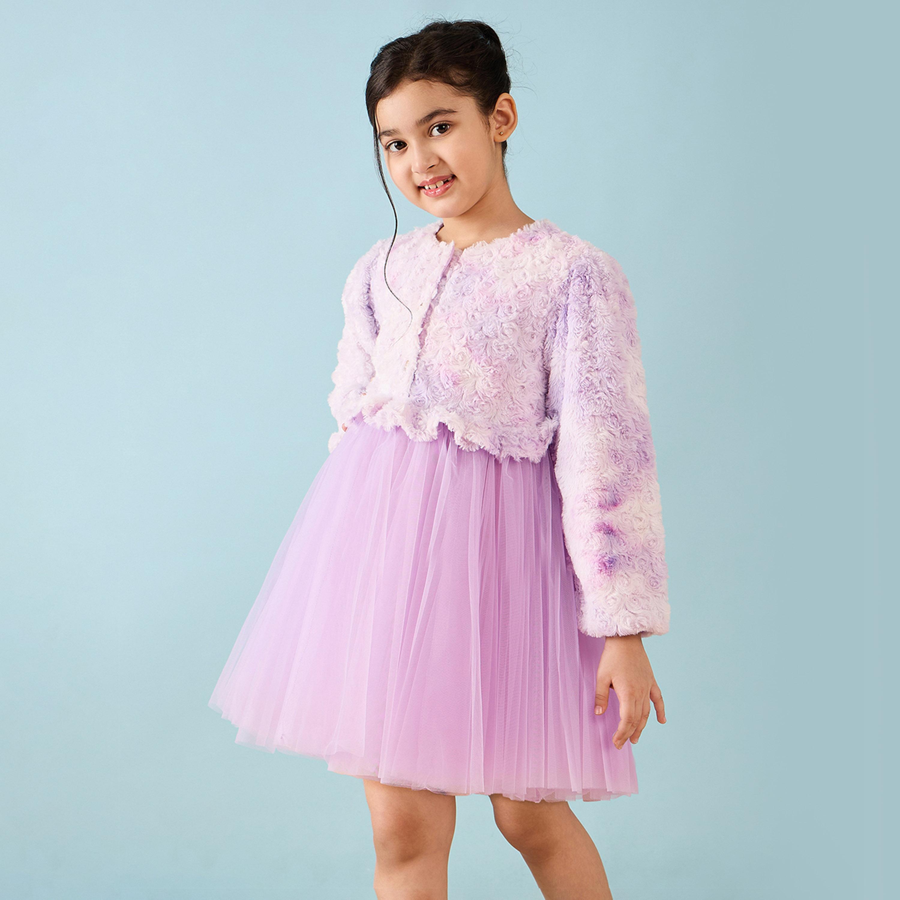 ستايلو باغ × ستايلي - فستان مطرز بطول الركبة للبنات - أرجواني-girls-clothing-dressesandjumpsuits-image-3