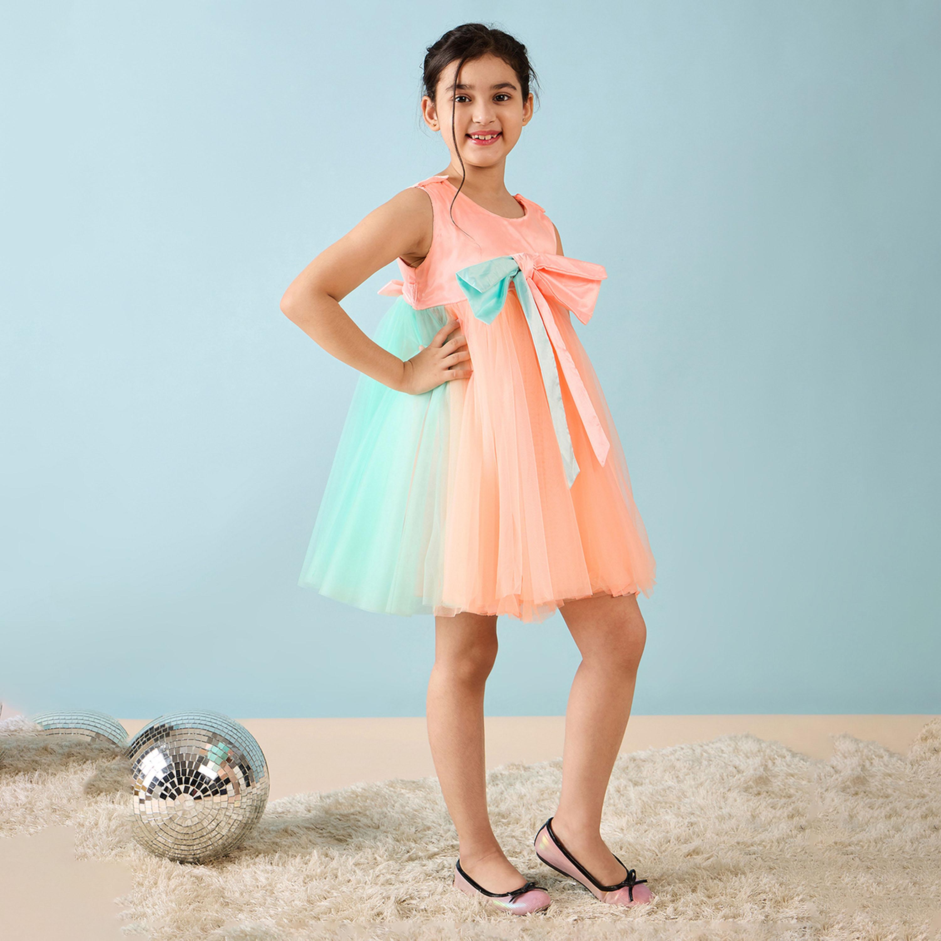 Stylo Bug X Styli Girls Above Knee Solid Dress - Pink-girls-clothing-dressesandjumpsuits-image-4