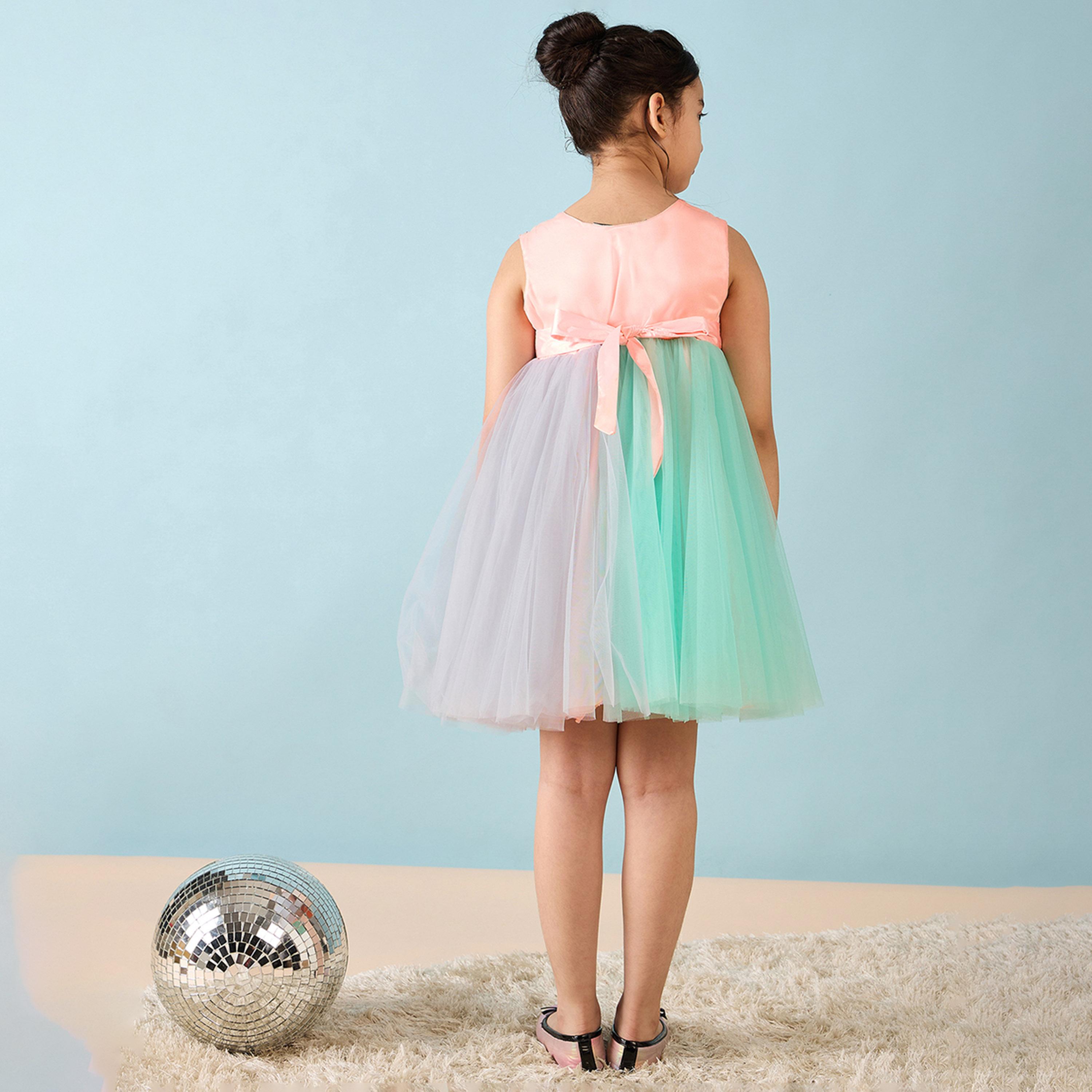 Stylo Bug X Styli Girls Above Knee Solid Dress - Pink-girls-clothing-dressesandjumpsuits-image-5