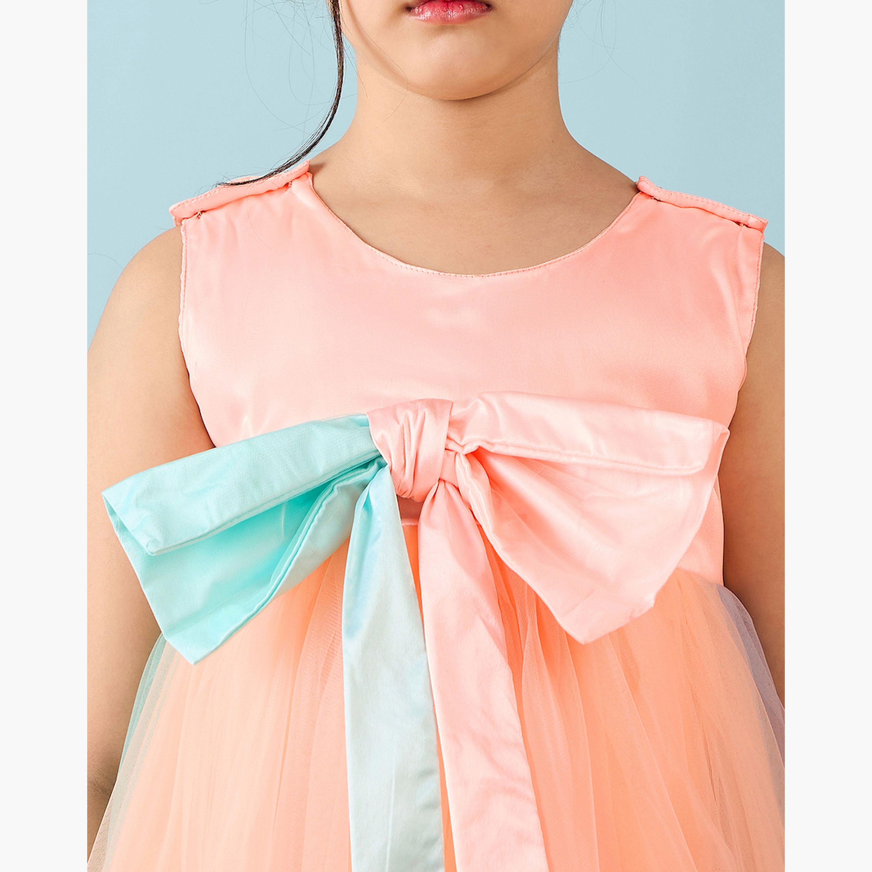 Stylo Bug X Styli Girls Above Knee Solid Dress - Pink-girls-clothing-dressesandjumpsuits-image-6