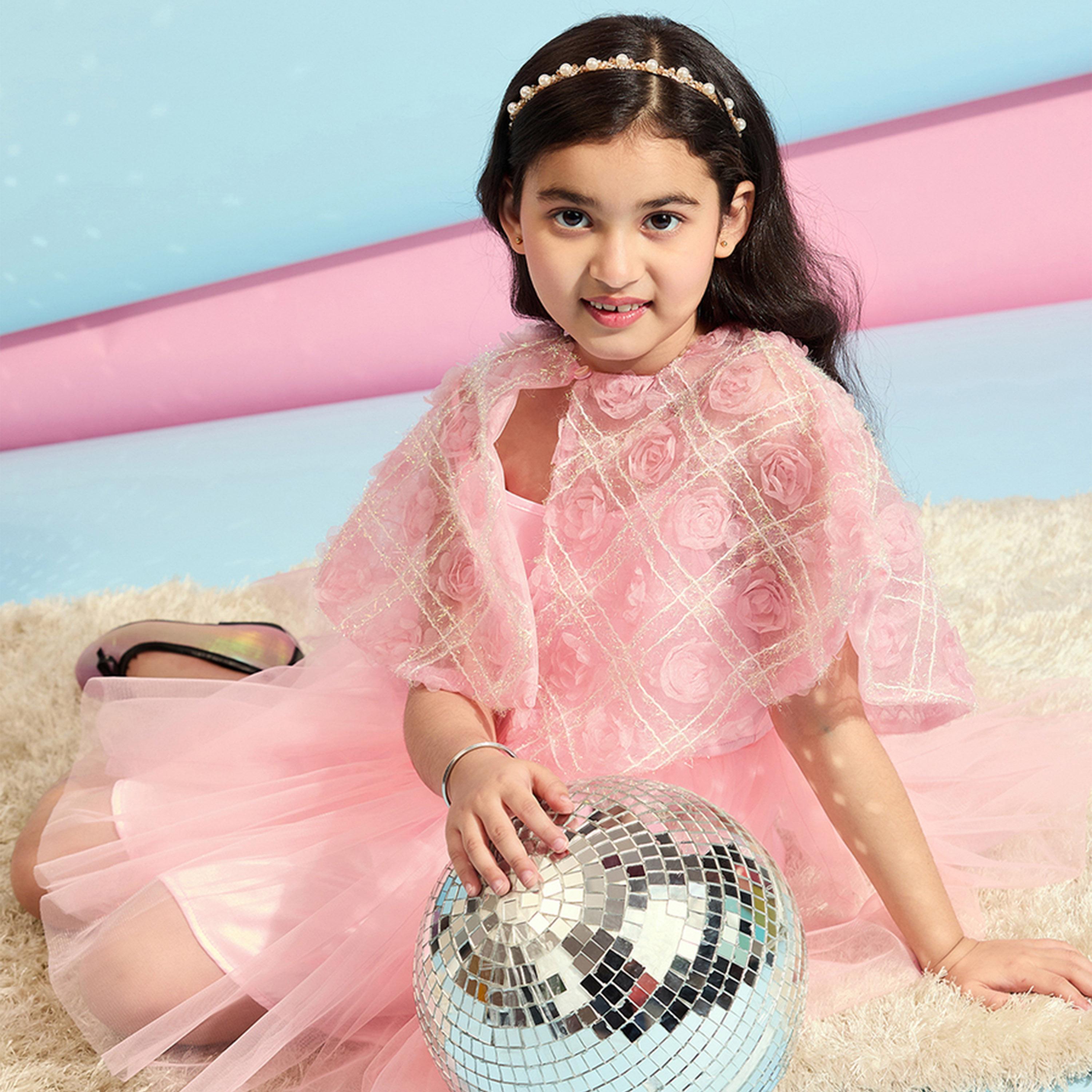 ستايلو باغ × ستايلي - فستان بناتي سادة فوق الركبة - وردي-girls-clothing-dressesandjumpsuits-image-6