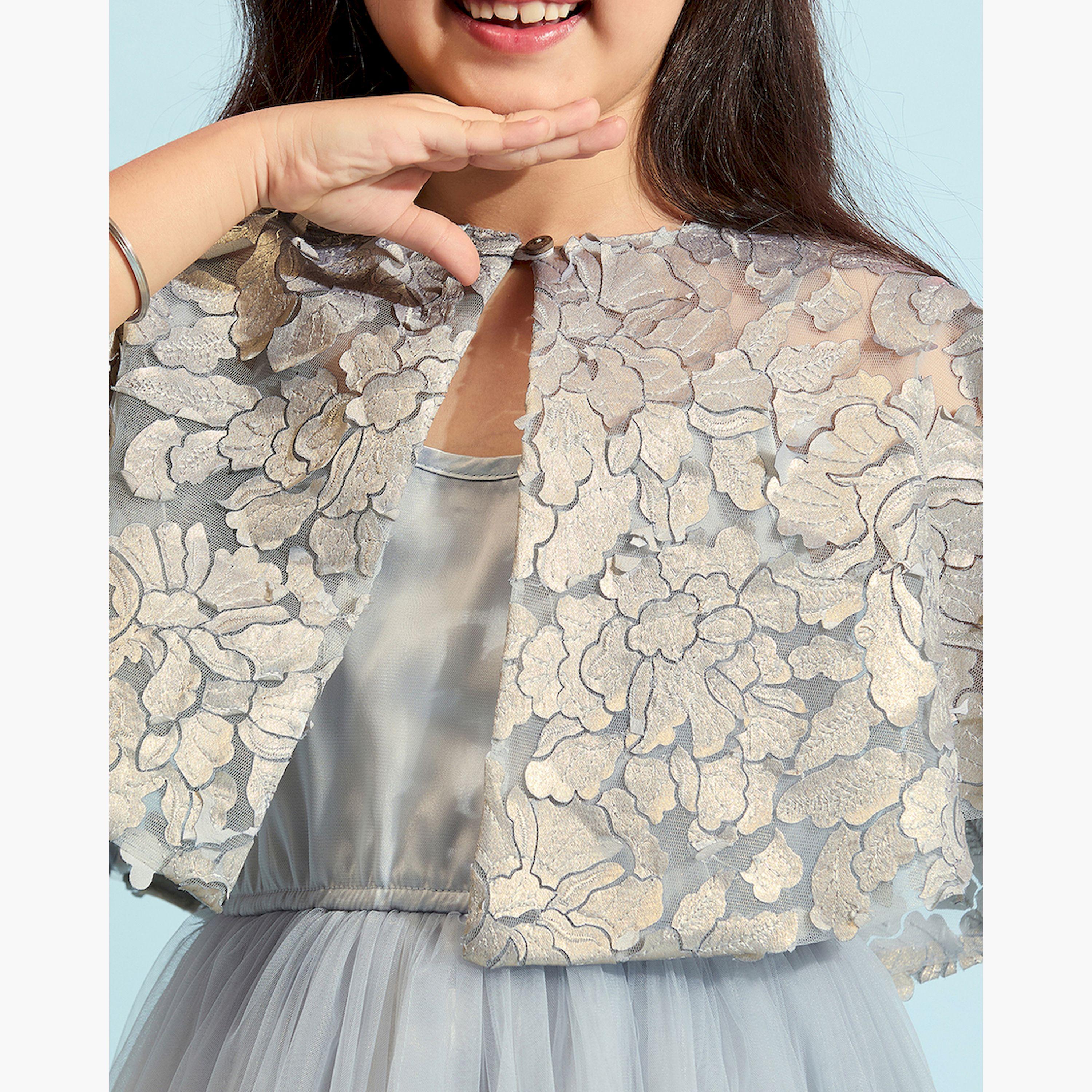 Stylo Bug X Styli Girls Above Knee Solid Dress - Grey-girls-clothing-dressesandjumpsuits-image-5