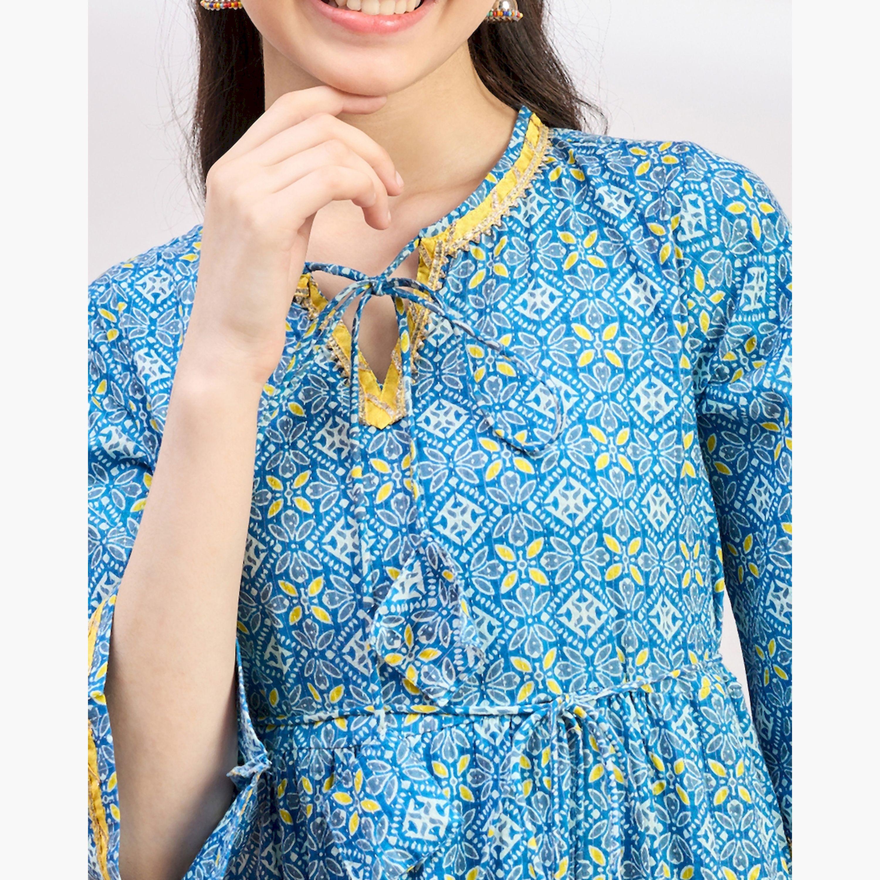 Stylo Bug X Styli Girls Ankle Length Printed Dress - Blue-girls-clothing-dressesandjumpsuits-image-5