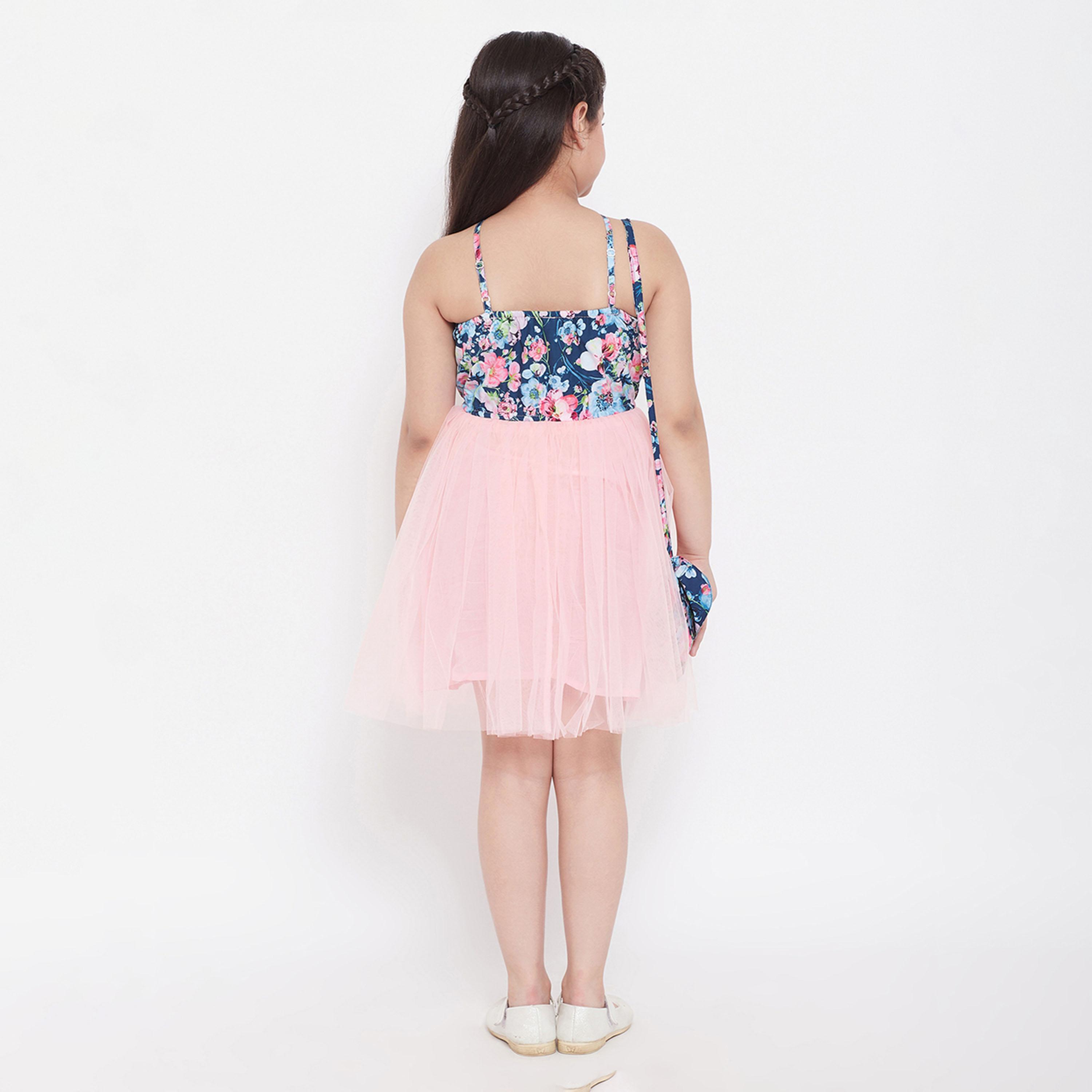 ستايلو باغ × ستايلي - فستان مطبوع بطول فوق الركبة للبنات - وردي-girls-clothing-dressesandjumpsuits-image-4