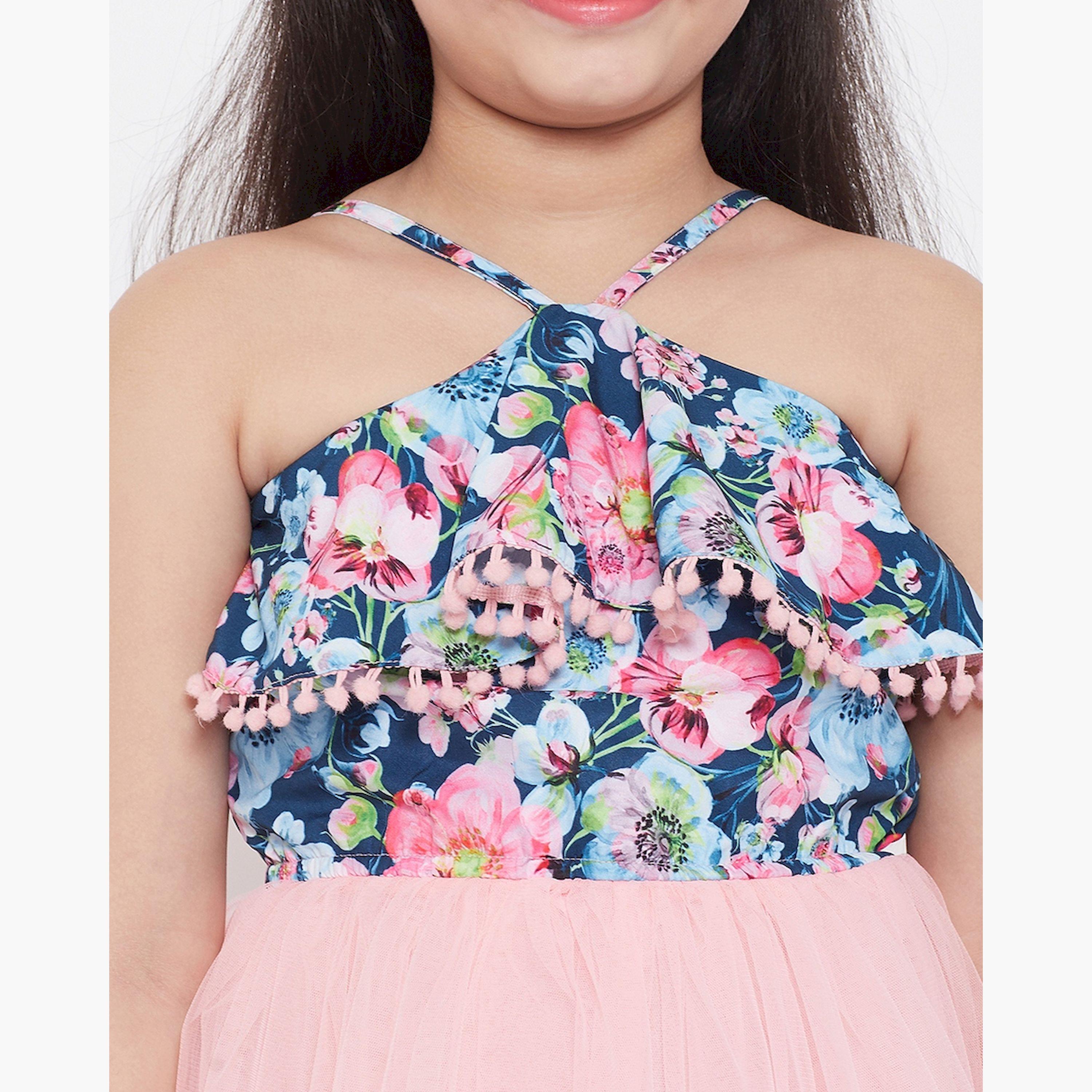 ستايلو باغ × ستايلي - فستان مطبوع بطول فوق الركبة للبنات - وردي-girls-clothing-dressesandjumpsuits-image-6