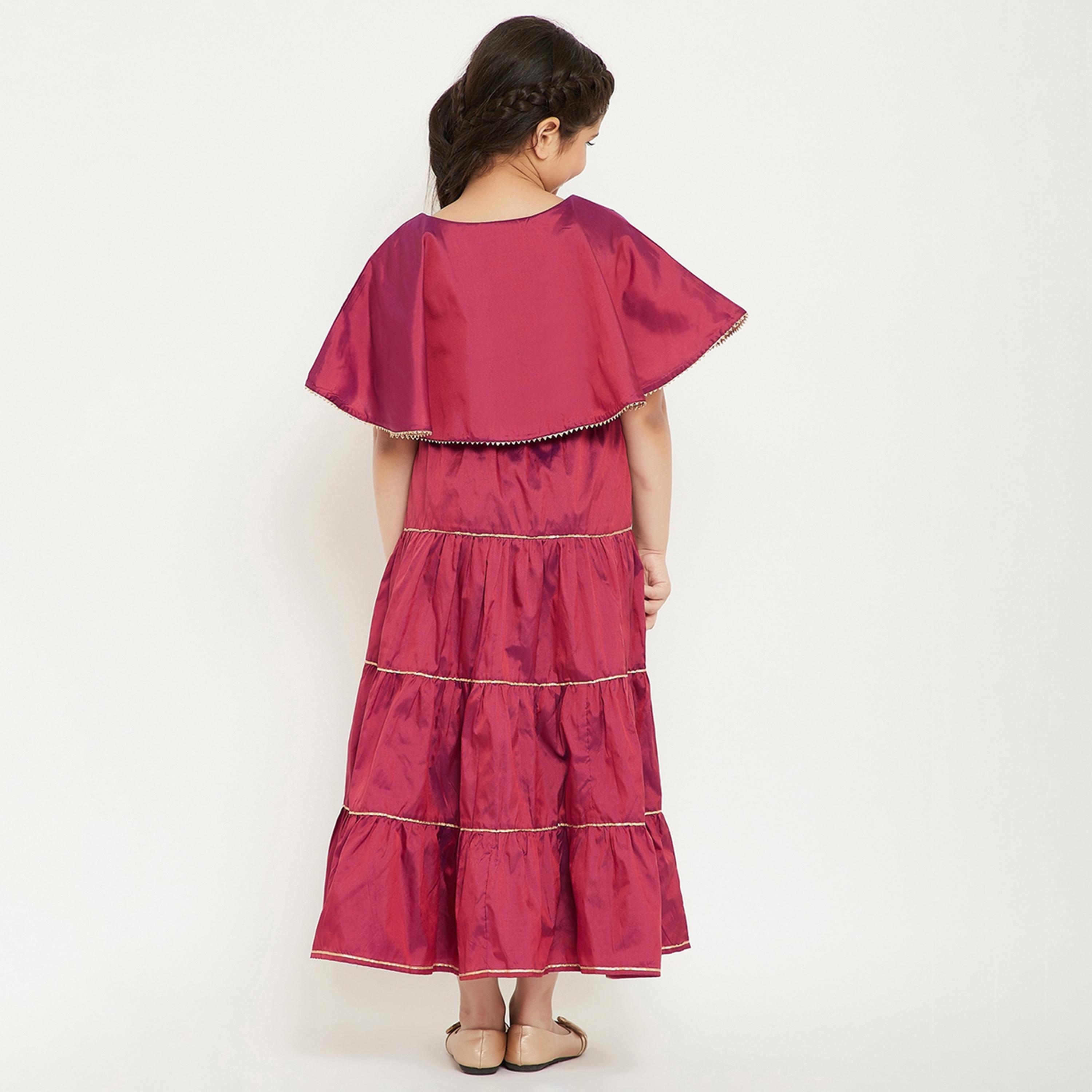 Stylo Bug X Styli Girls Ankle Length Solid Dress - Maroon-girls-clothing-dressesandjumpsuits-image-5