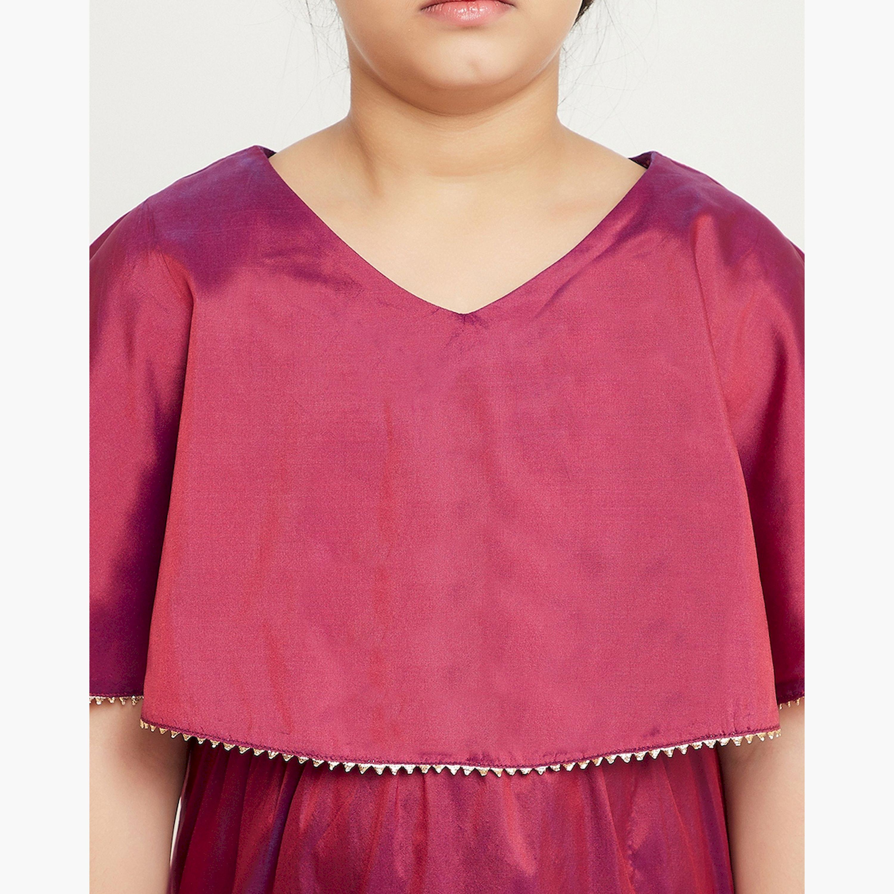 Stylo Bug X Styli Girls Ankle Length Solid Dress - Maroon-girls-clothing-dressesandjumpsuits-image-6