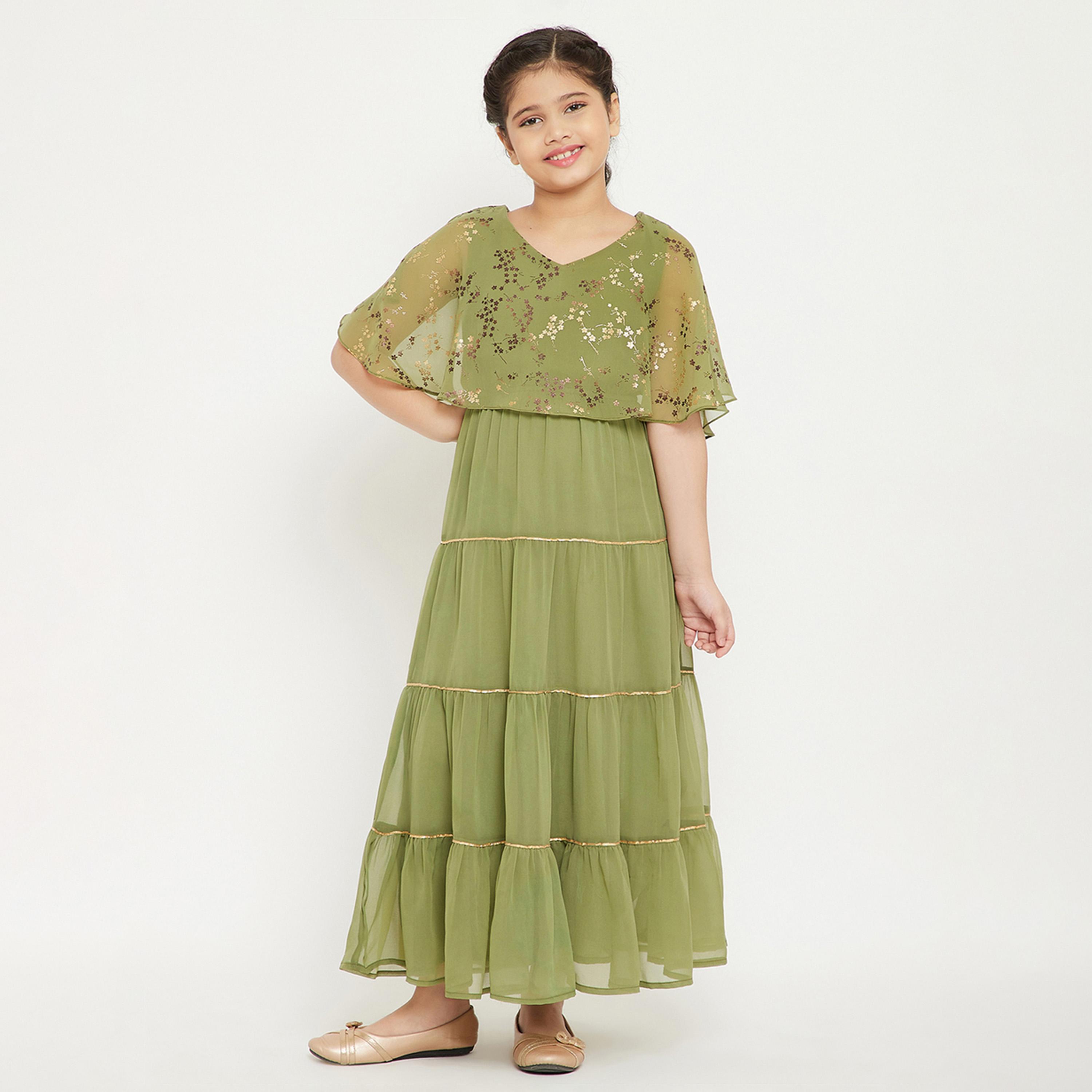 Stylo Bug X Styli Girls Ankle Length Solid Dress - Green-girls-clothing-dressesandjumpsuits-image-1