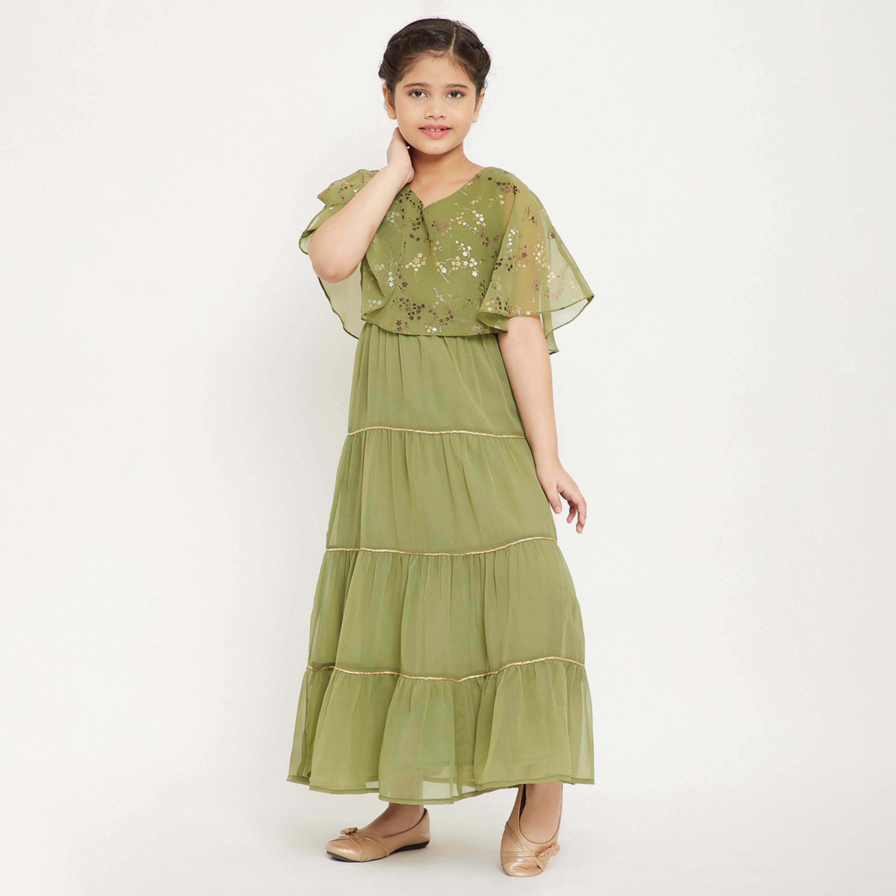 Stylo Bug X Styli Girls Ankle Length Solid Dress - Green-girls-clothing-dressesandjumpsuits-image-2