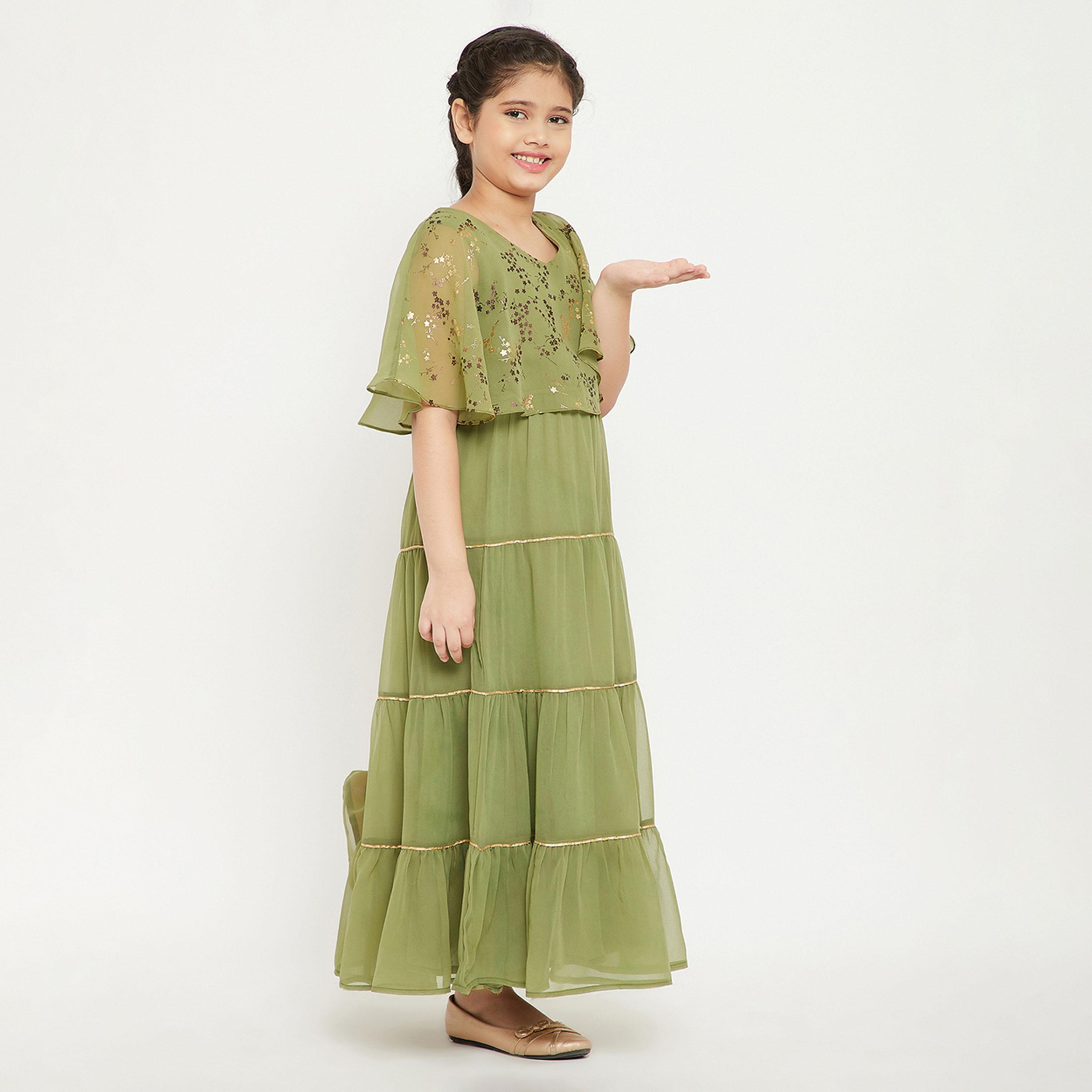 ستايلو باغ × ستايلي - فستان بناتي سادة بطول الكاحل - أخضر-girls-clothing-dressesandjumpsuits-image-4