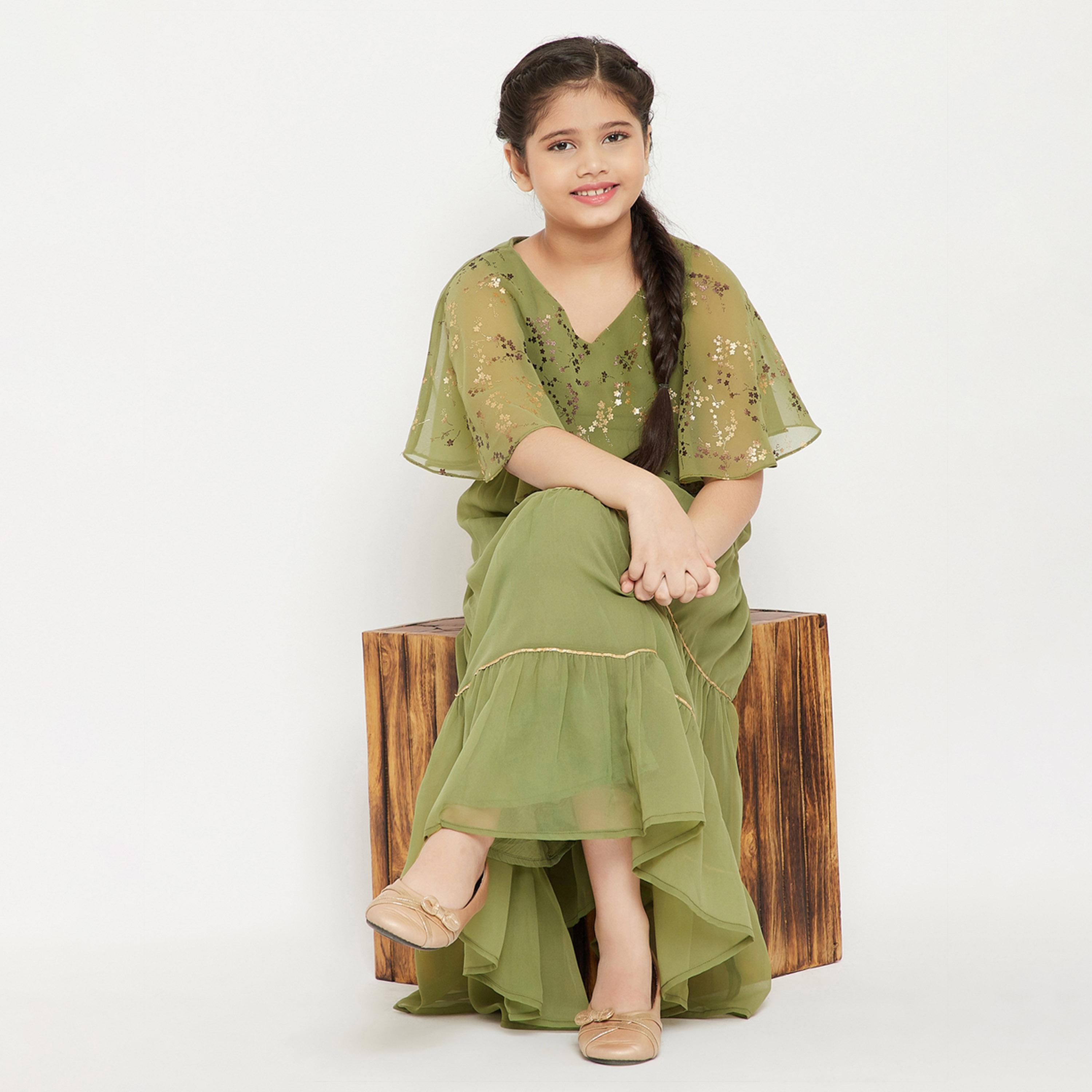 ستايلو باغ × ستايلي - فستان بناتي سادة بطول الكاحل - أخضر-girls-clothing-dressesandjumpsuits-image-7
