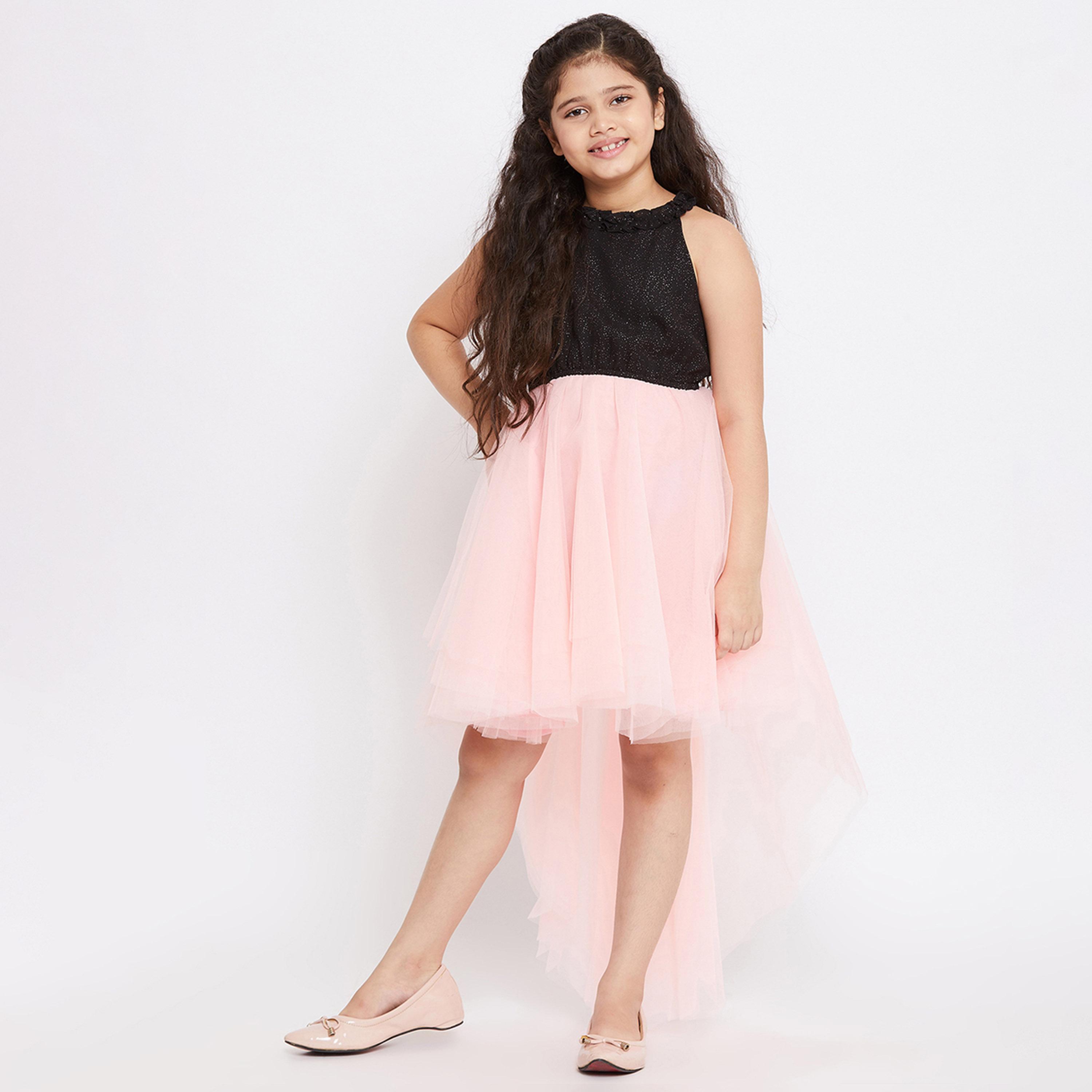 ستايلو باغ × ستايلي - فستان مطبوع بطول فوق الركبة للبنات - وردي-girls-clothing-dressesandjumpsuits-image-1