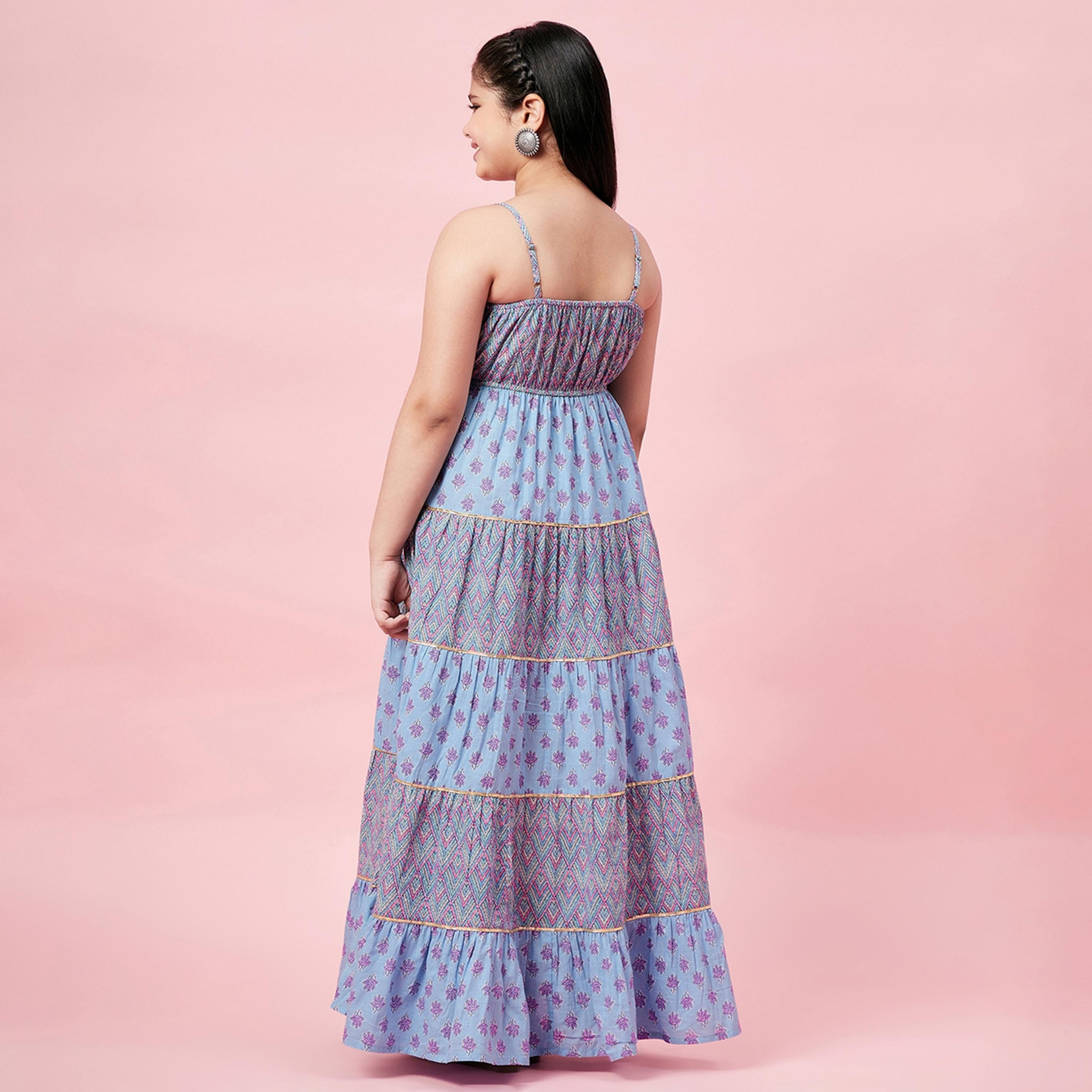 ستايلو باغ × ستايلي - فستان بناتي مطبوع بطول الكاحل - أزرق-girls-clothing-dressesandjumpsuits-image-8