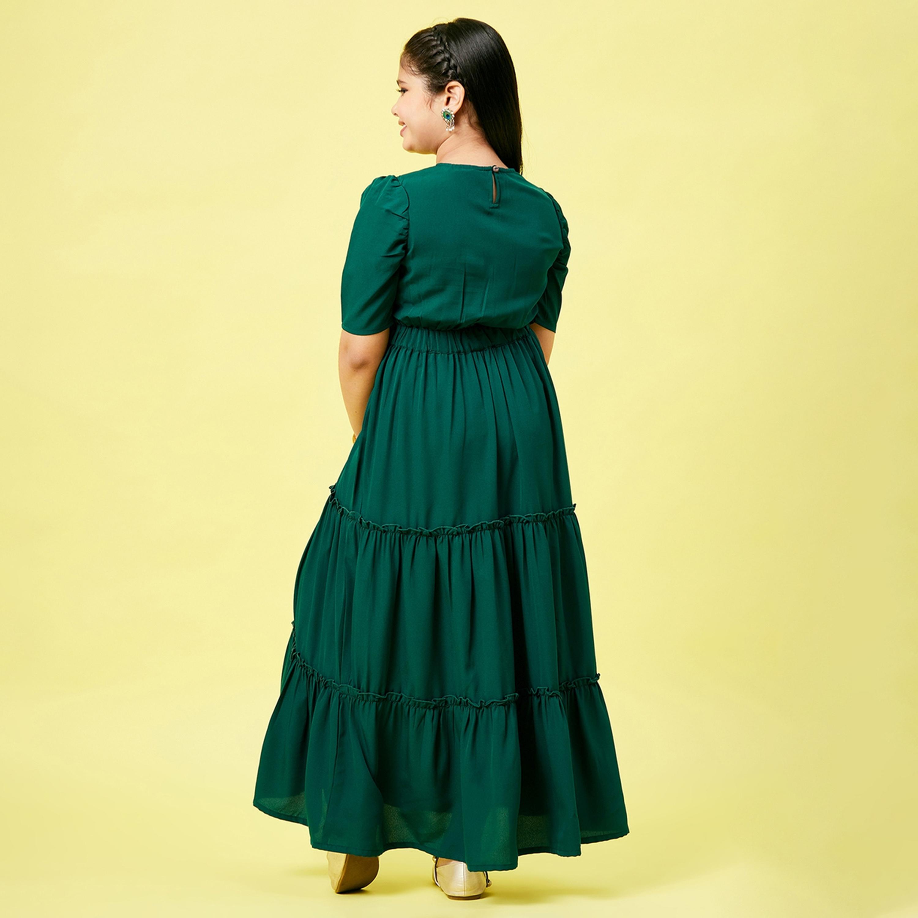 Stylo Bug X Styli Girls Ankle Length Printed Dress - Green-girls-clothing-dressesandjumpsuits-image-5