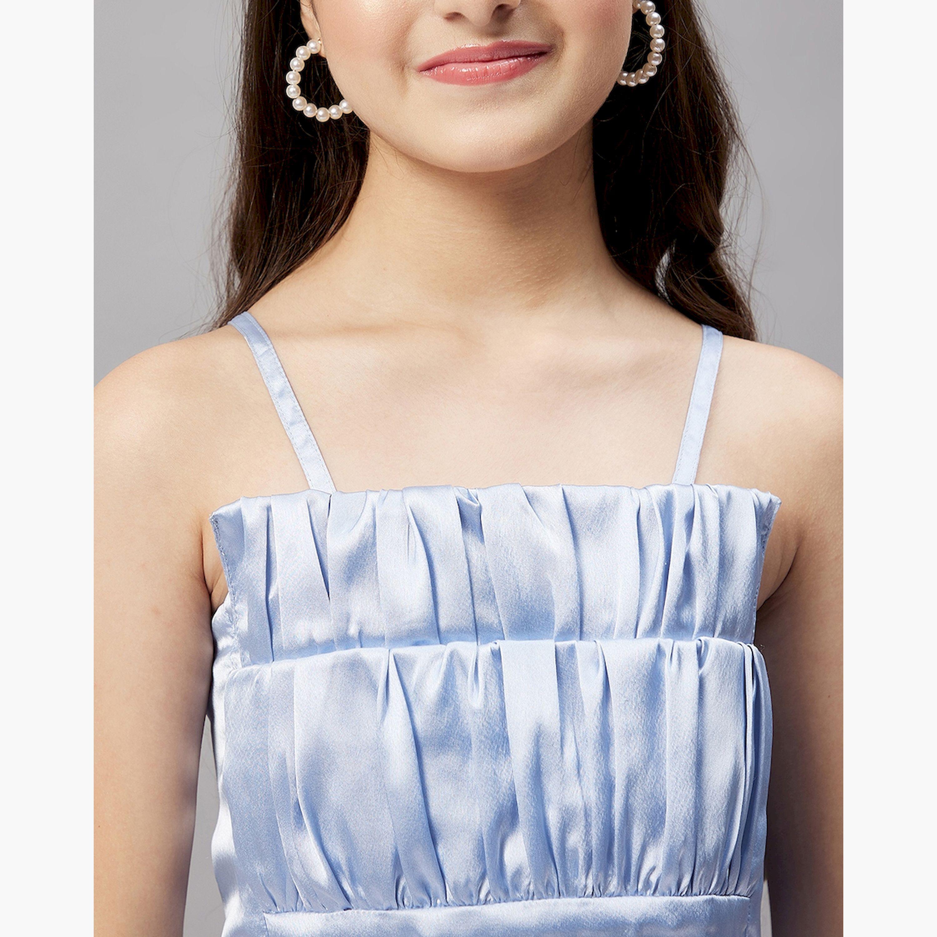 ستايلو باغ × ستايلي - فستان بناتي سادة بطول الركبة - أزرق-girls-clothing-dressesandjumpsuits-image-6