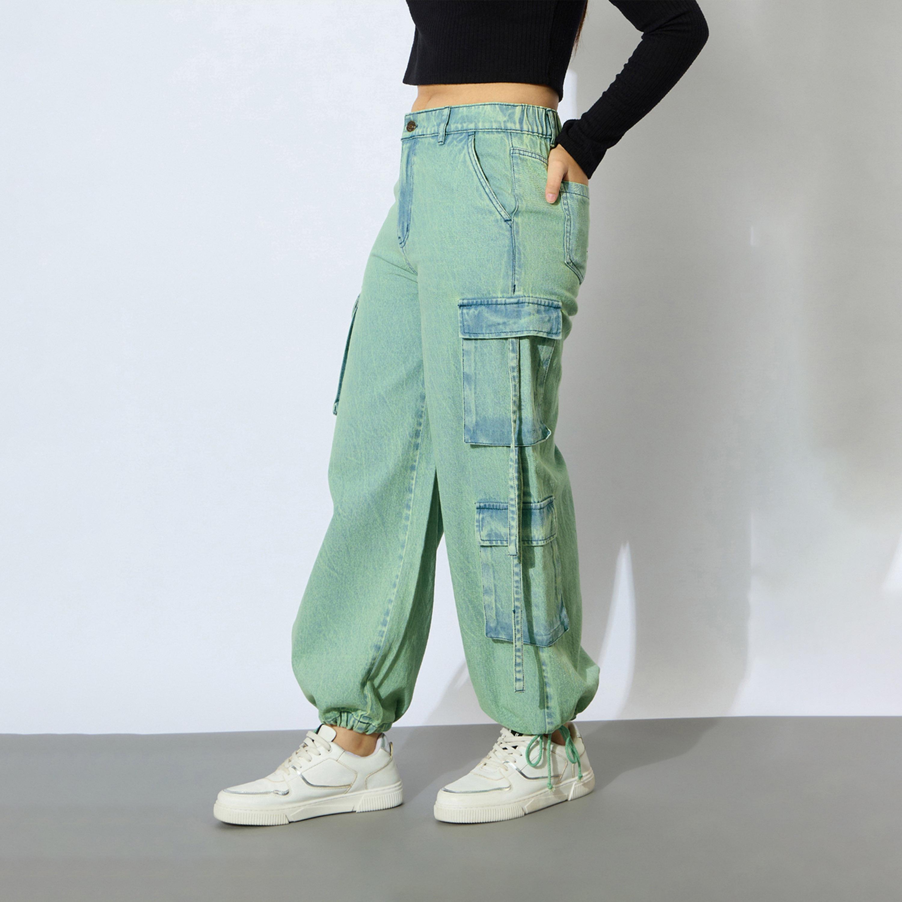 نوه-فوه × ستايلي - بنطال جينز كارغو من قماش الدنيم مع كسرة ولون أصفر باهت-girls-clothing-bottoms-jeansandjeggings-image-3