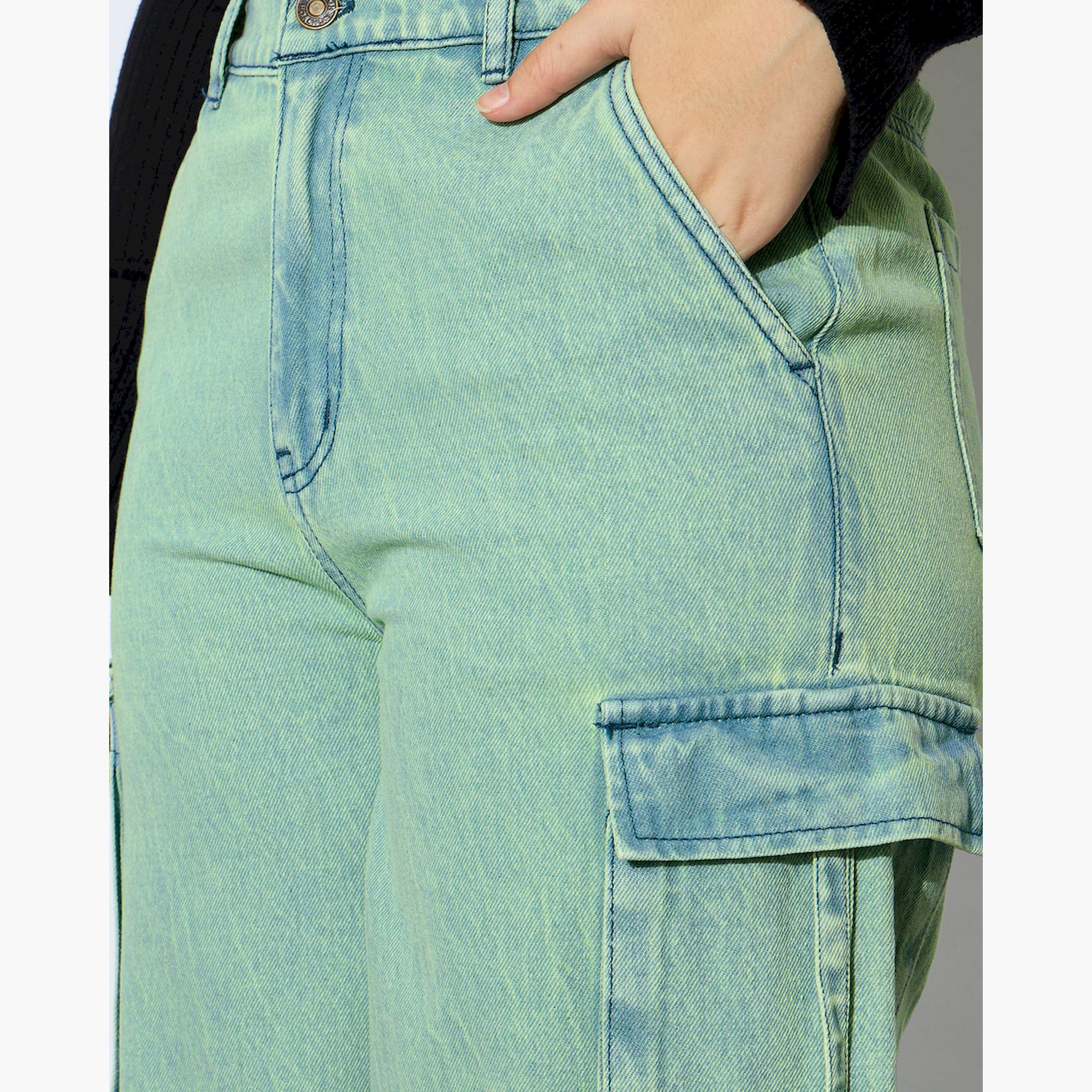 نوه-فوه × ستايلي - بنطال جينز كارغو من قماش الدنيم مع كسرة ولون أصفر باهت-girls-clothing-bottoms-jeansandjeggings-image-4