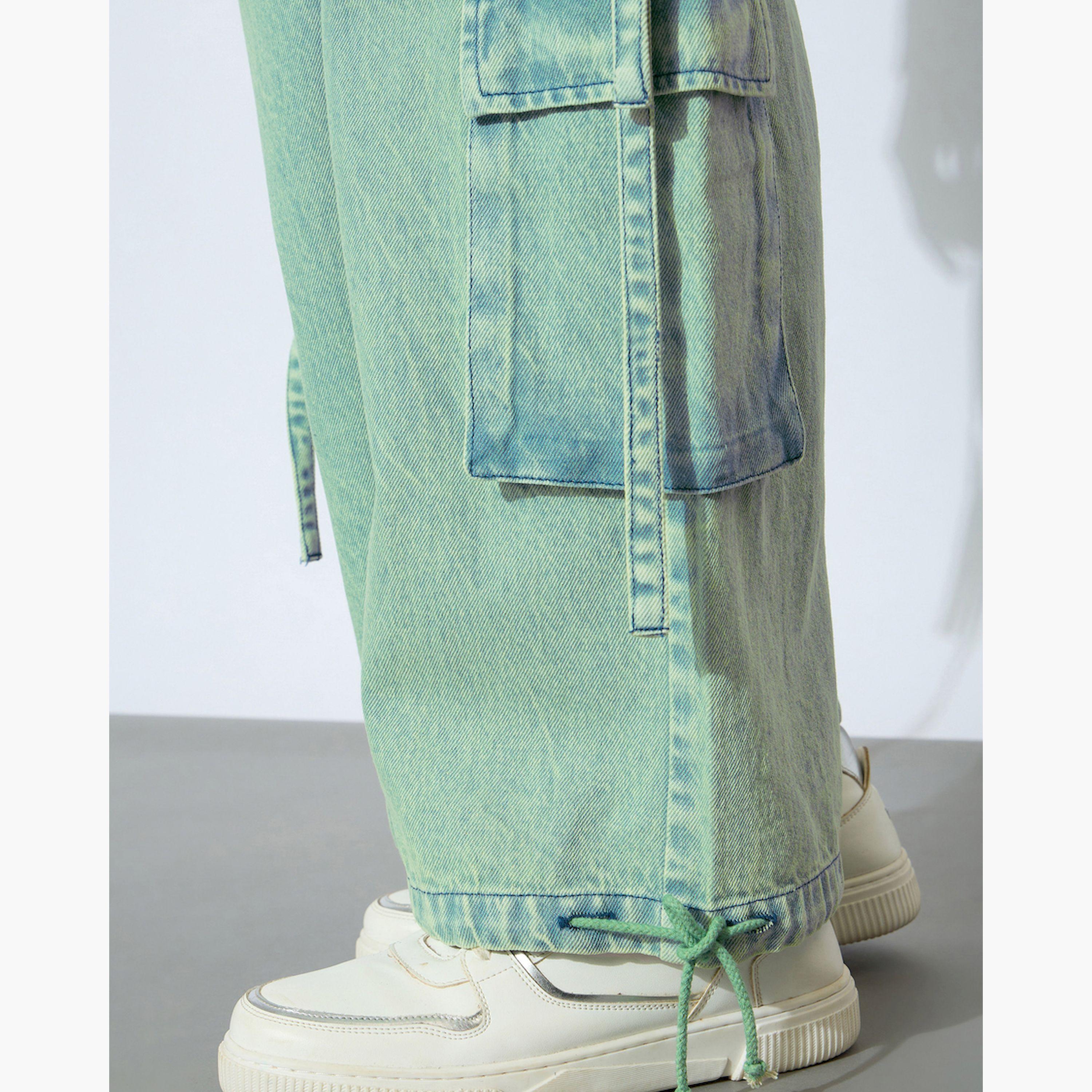 نوه-فوه × ستايلي - بنطال جينز كارغو من قماش الدنيم مع كسرة ولون أصفر باهت-girls-clothing-bottoms-jeansandjeggings-image-5