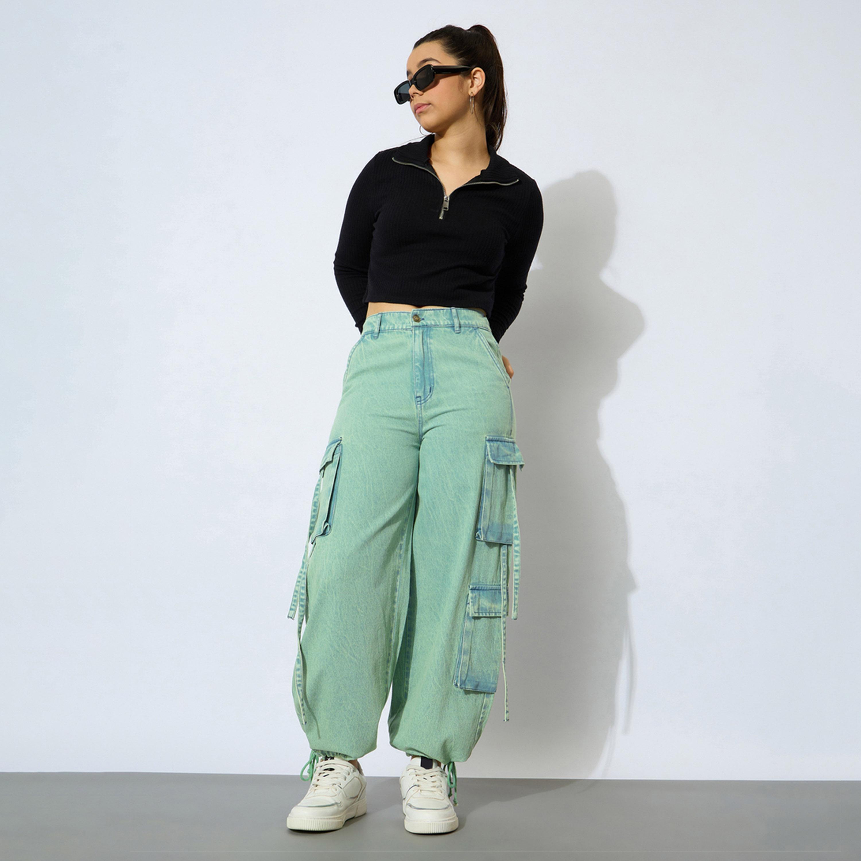 نوه-فوه × ستايلي - بنطال جينز كارغو من قماش الدنيم مع كسرة ولون أصفر باهت-girls-clothing-bottoms-jeansandjeggings-image-7