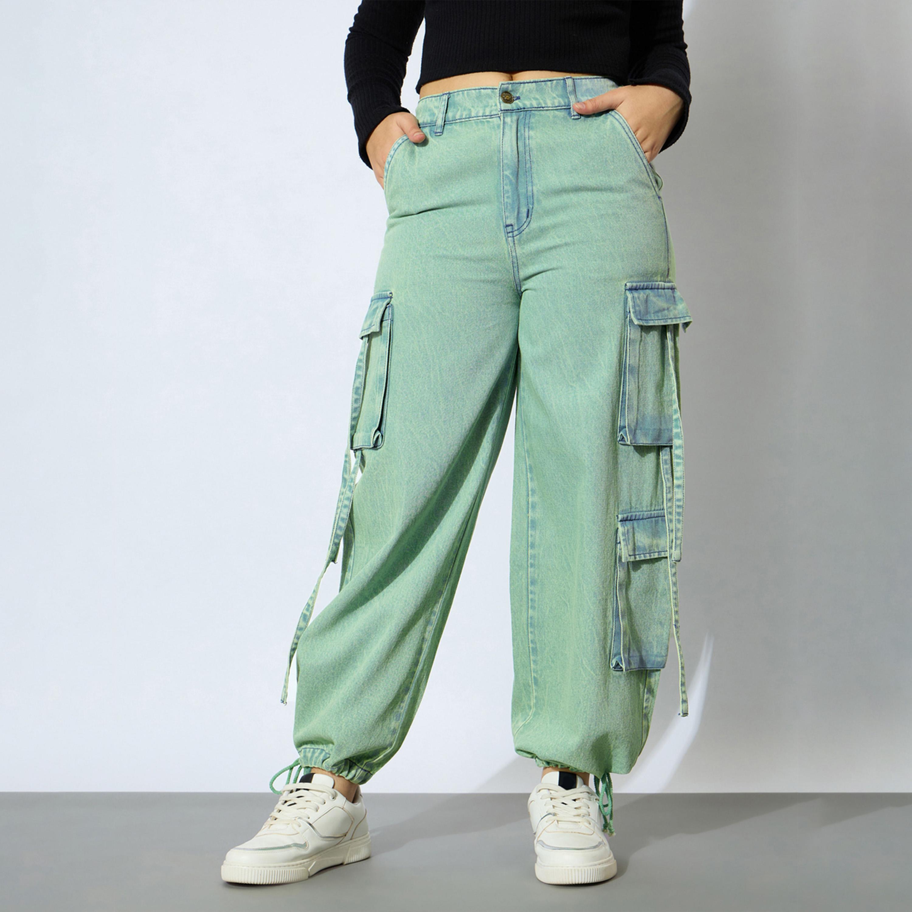 نوه-فوه × ستايلي - بنطال جينز كارغو من قماش الدنيم مع كسرة ولون أصفر باهت-girls-clothing-bottoms-jeansandjeggings-image-8