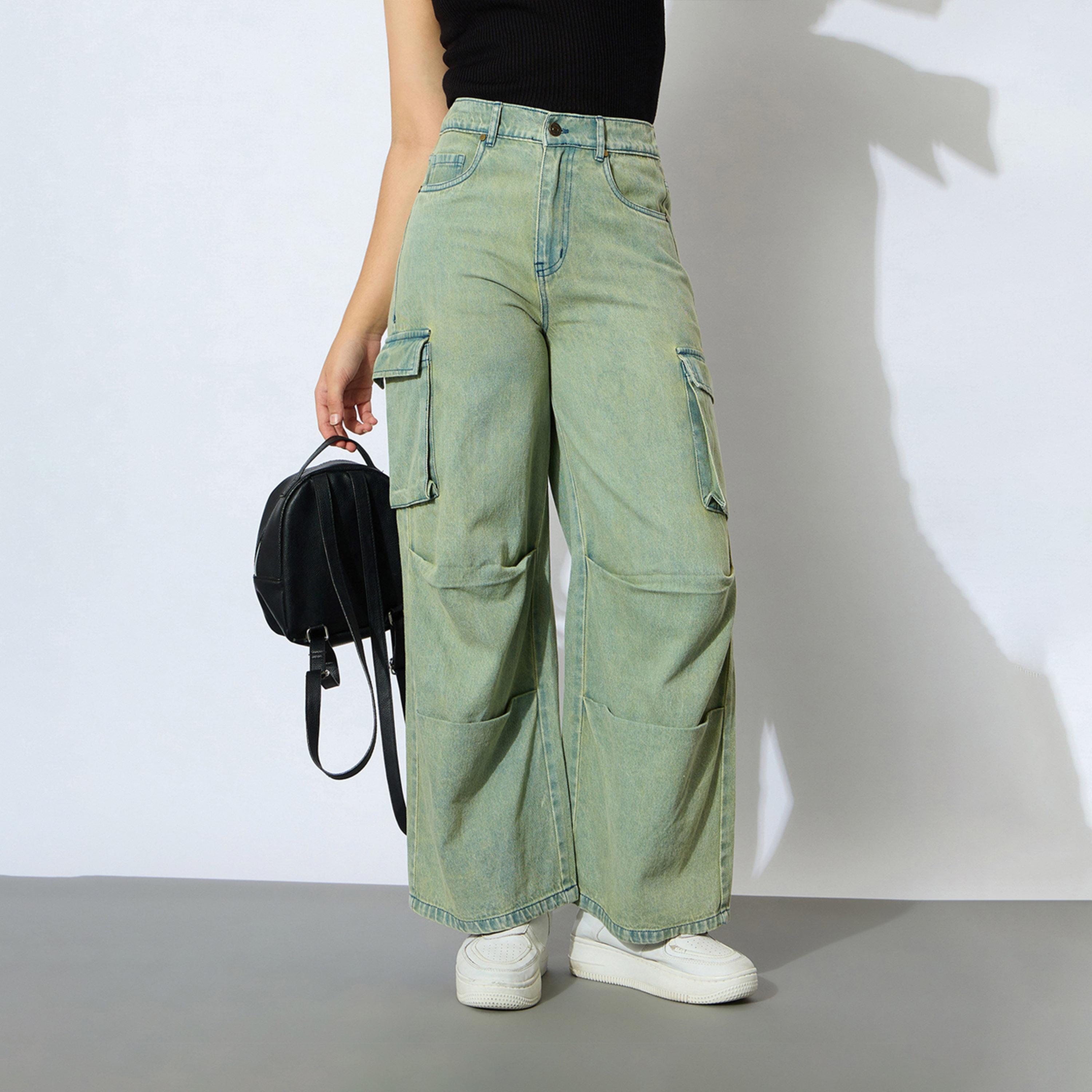 نوه-فوه × ستايلي - بنطال جينز مستقيم متعدد الجيوب ولون أصفر باهت-girls-clothing-bottoms-jeansandjeggings-image-1