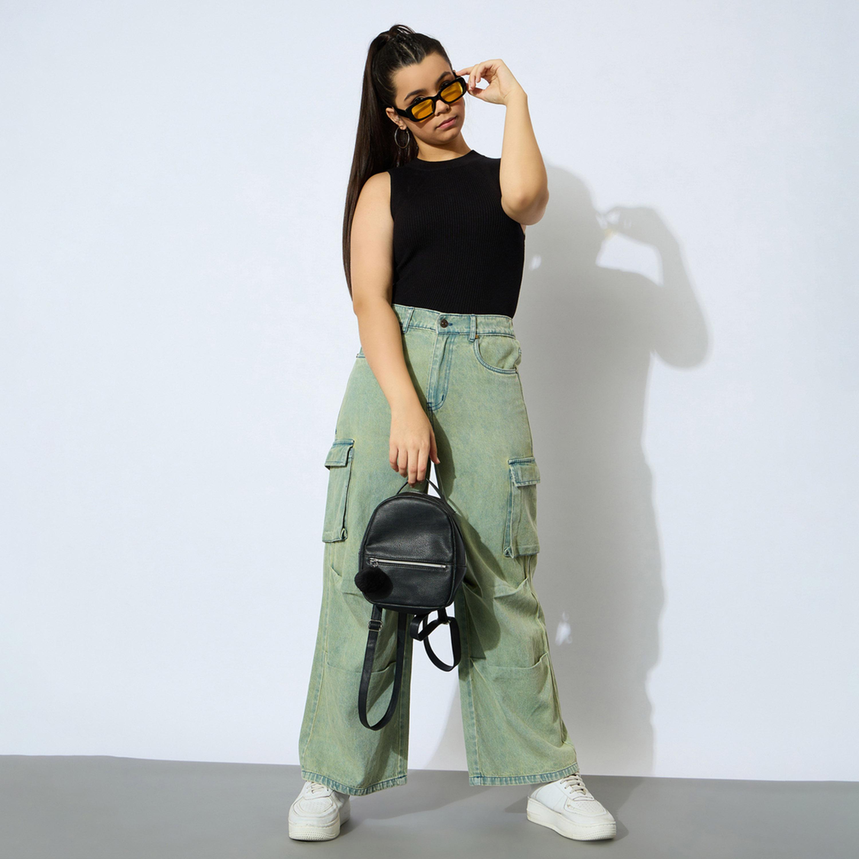 نوه-فوه × ستايلي - بنطال جينز مستقيم متعدد الجيوب ولون أصفر باهت-girls-clothing-bottoms-jeansandjeggings-image-2