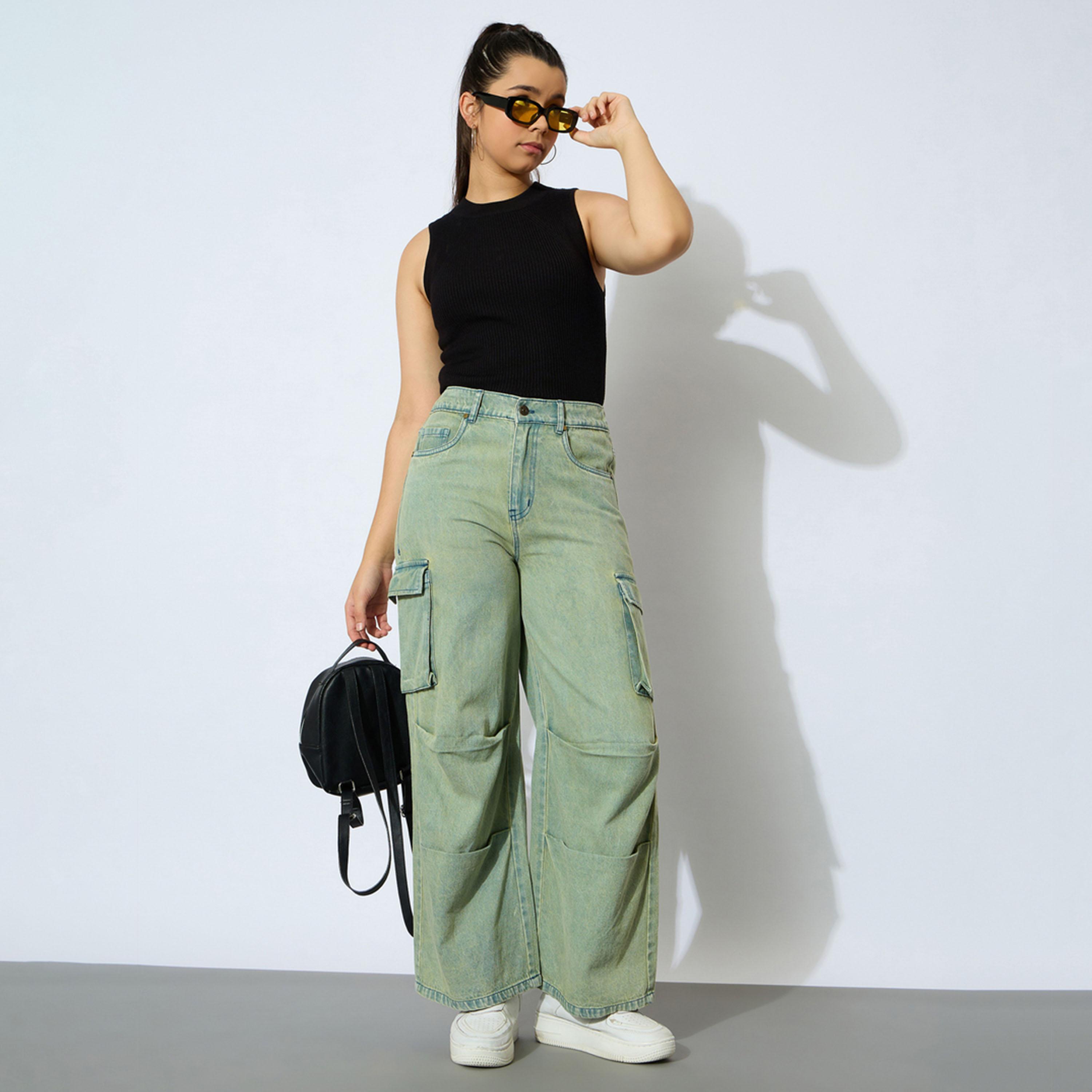 نوه-فوه × ستايلي - بنطال جينز مستقيم متعدد الجيوب ولون أصفر باهت-girls-clothing-bottoms-jeansandjeggings-image-6