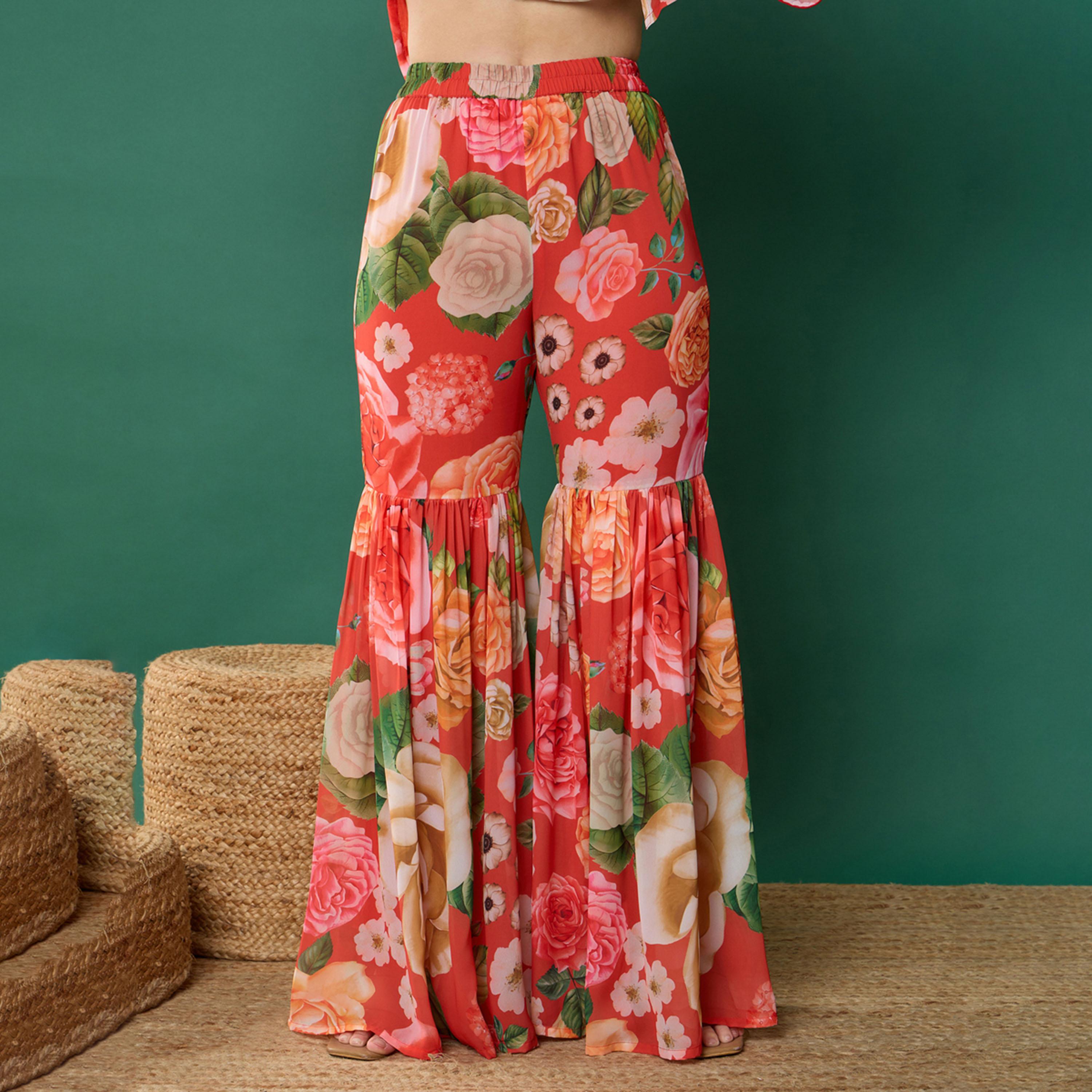 نوه-فوه × ستايلي - قميص كورتا قصير مورد مع بنطال شارارا - أحمر-girls-clothing-setsandcoords-image-7